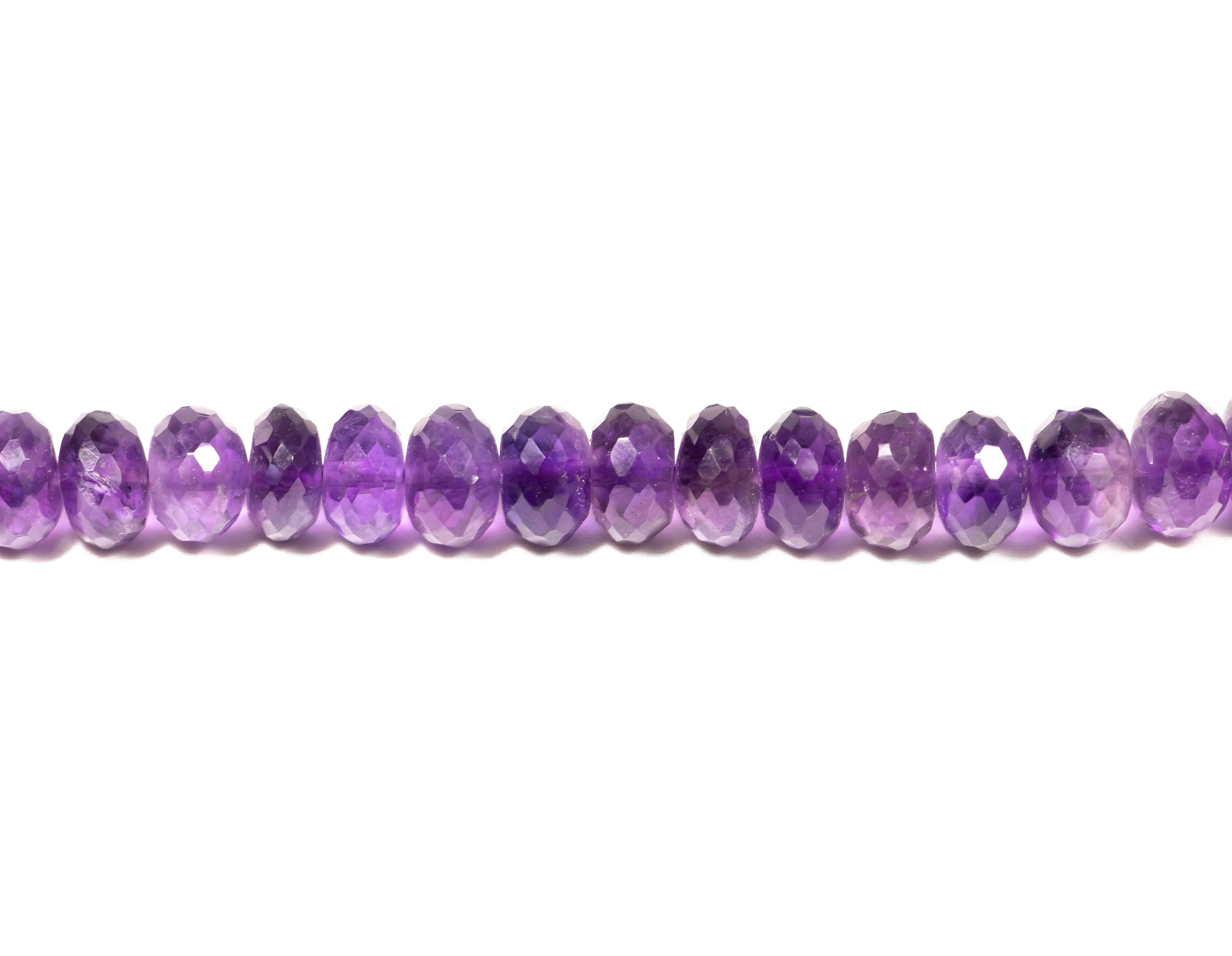 Natural Amethyst Faceted Rondelle Gemstone Beads, Unique Handmade Jewelry, Purple Amethyst Beads, SKU2329