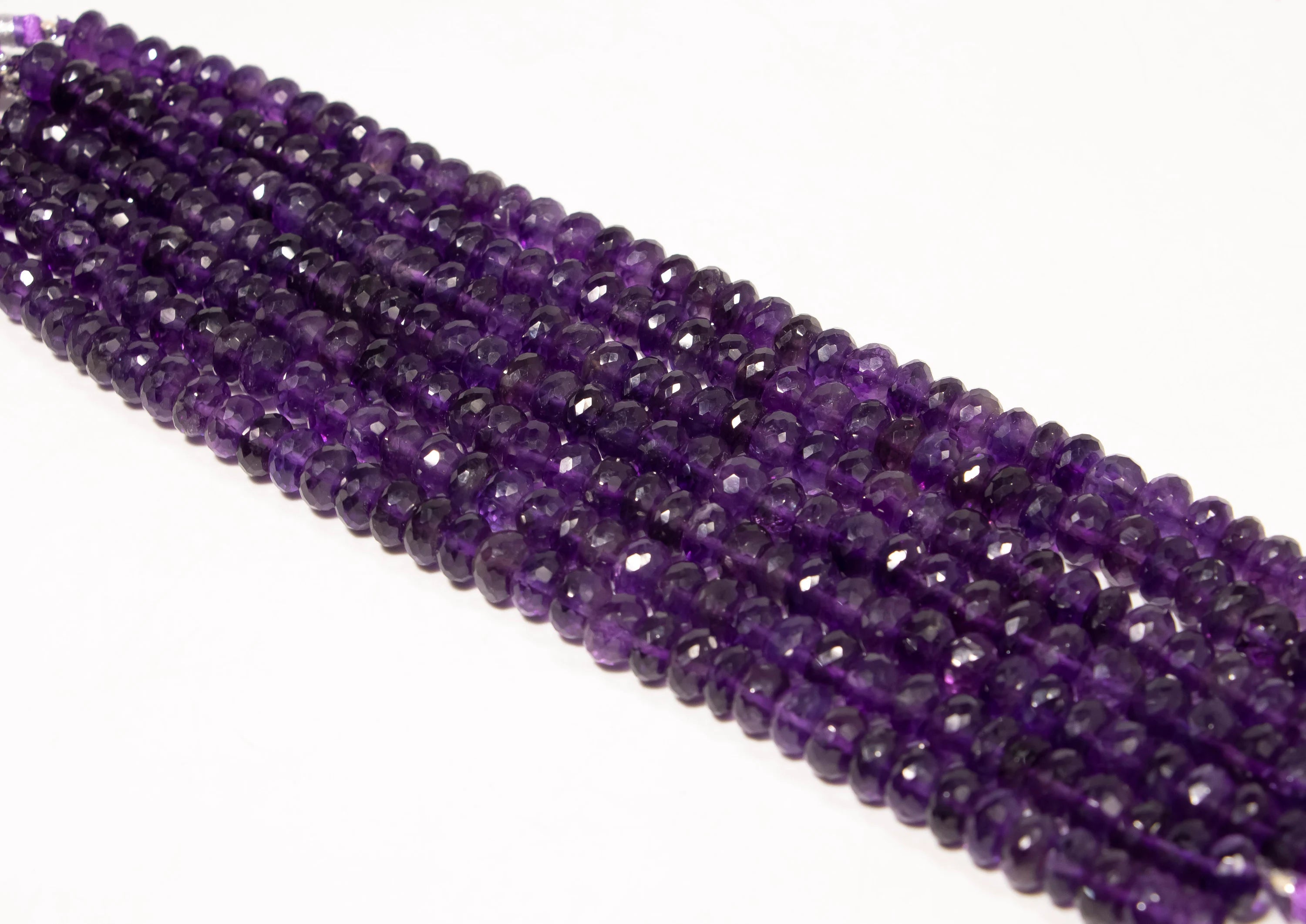 Natural Amethyst Faceted Rondelle Gemstone Beads, Unique Handmade Jewelry, Purple Amethyst Beads, SKU2329