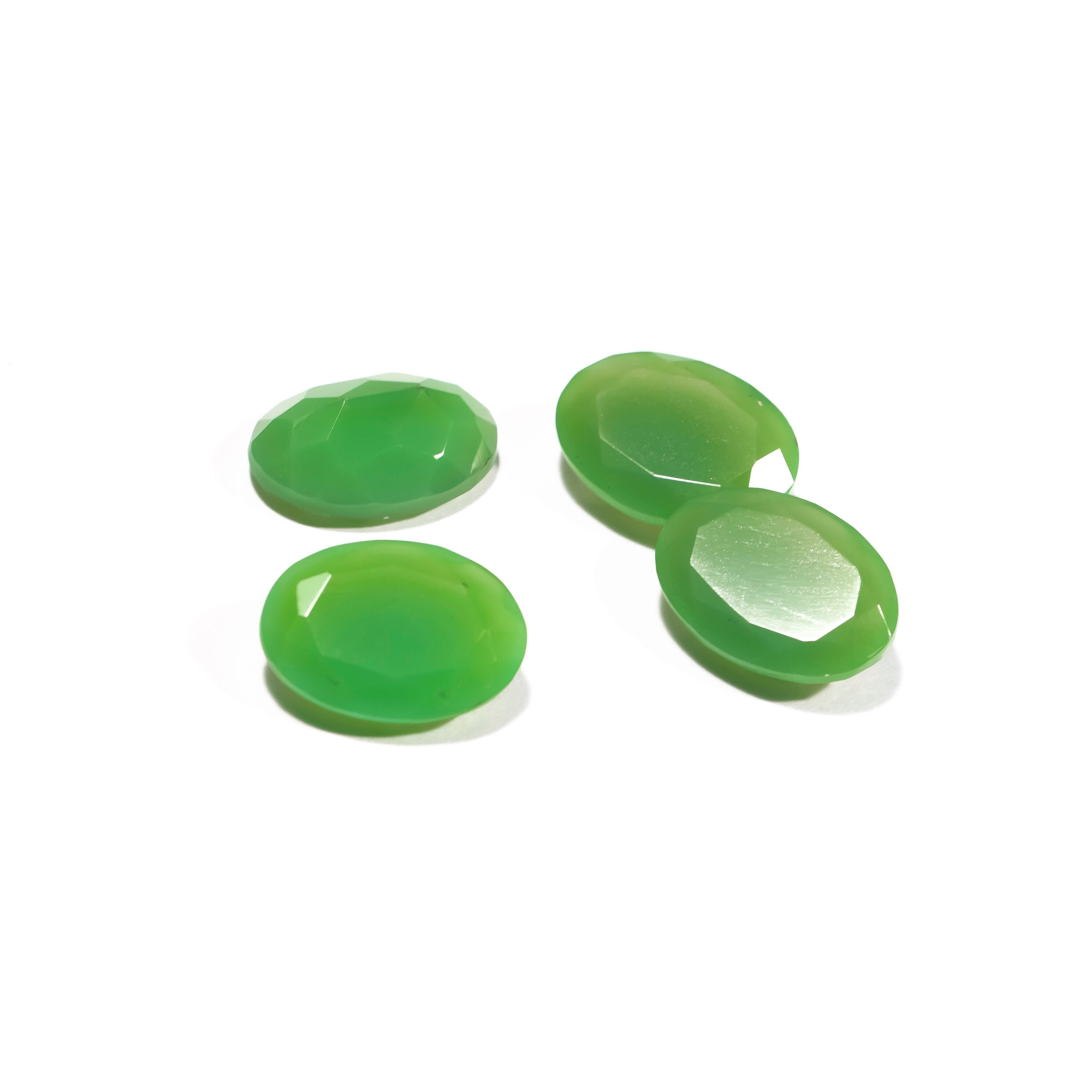 4 Pieces Chrysoprase Faceted Oval Shape Gemstone, 13x18 mm Chrysoprase Oval Loose Ring Stone, SKU2366