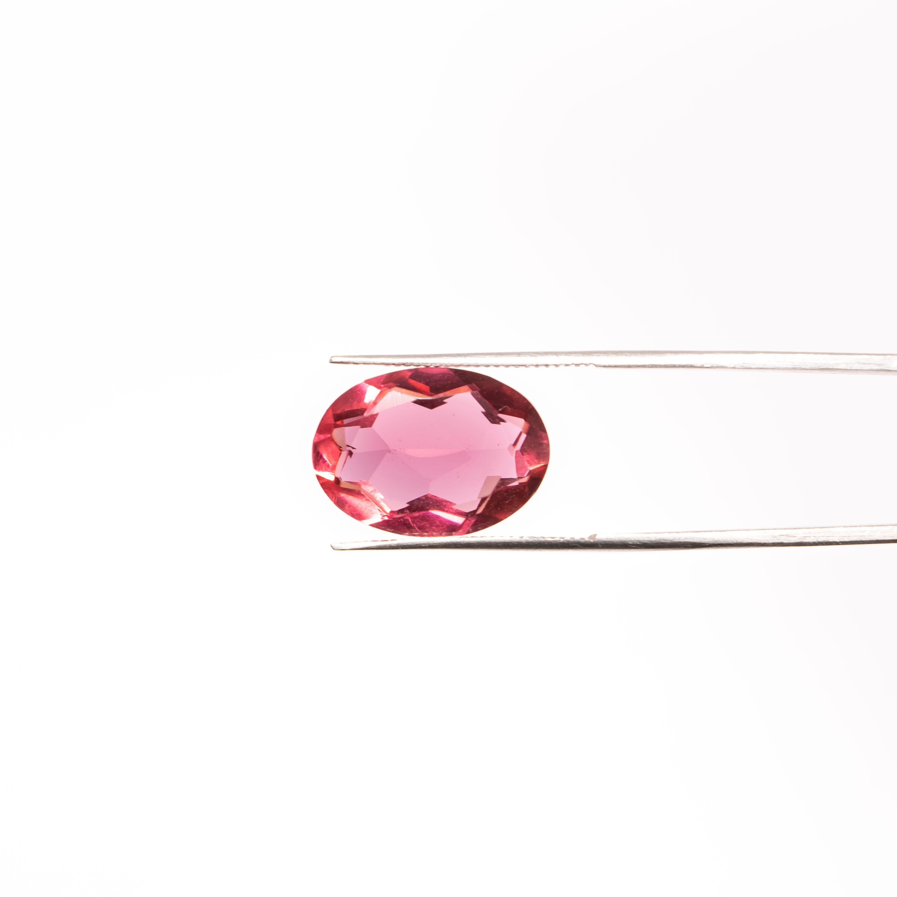 5 Pieces Pink Glass Faceted Oval Shape Calibrated Gemstone, SKU2368