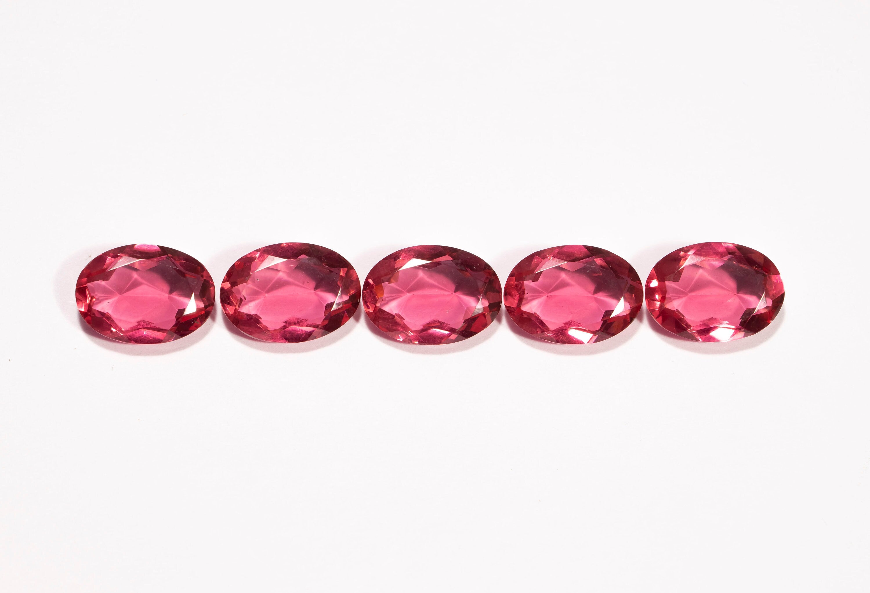 5 Pieces Pink Glass Faceted Oval Shape Calibrated Gemstone, SKU2368