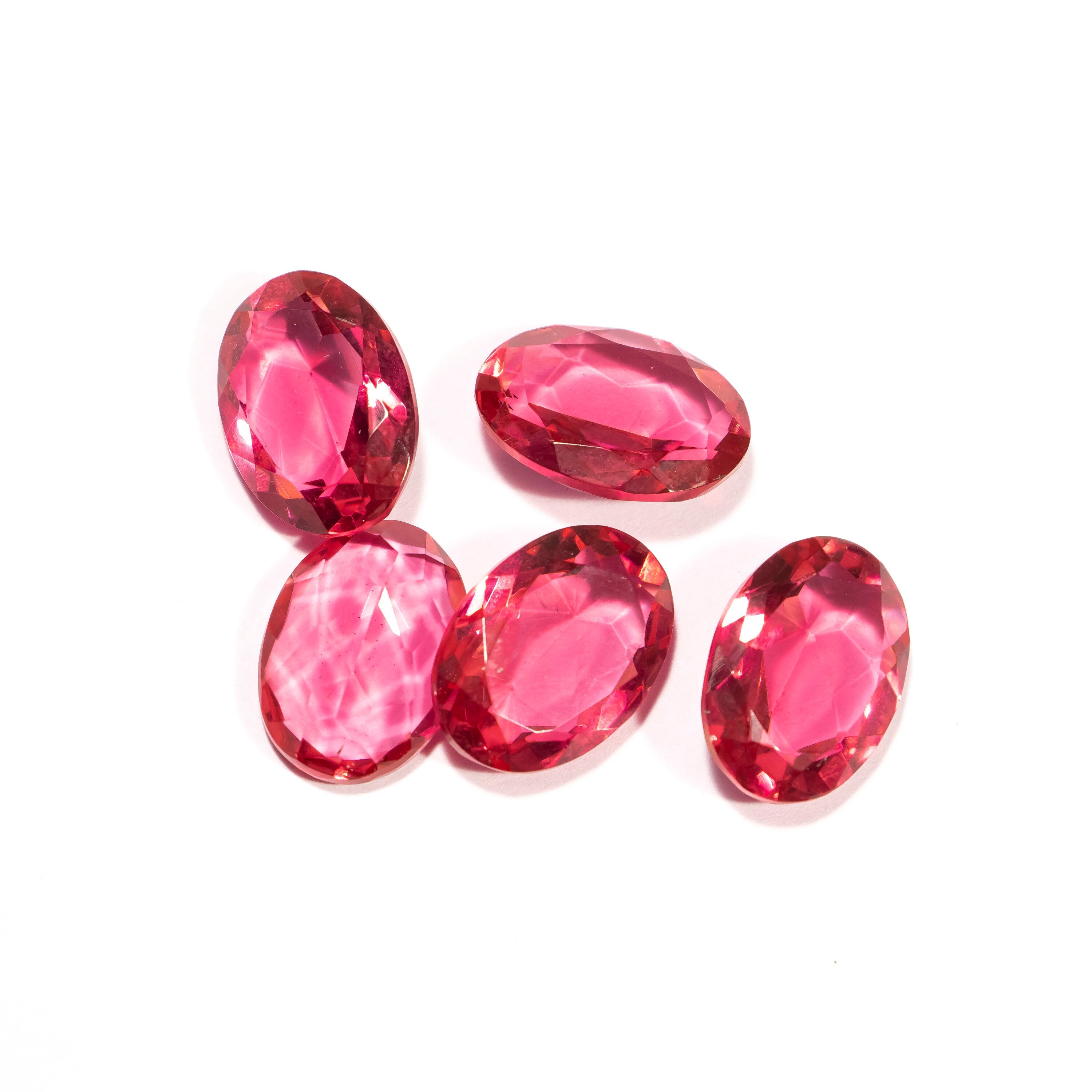 5 Pieces Pink Glass Faceted Oval Shape Calibrated Gemstone, SKU2368