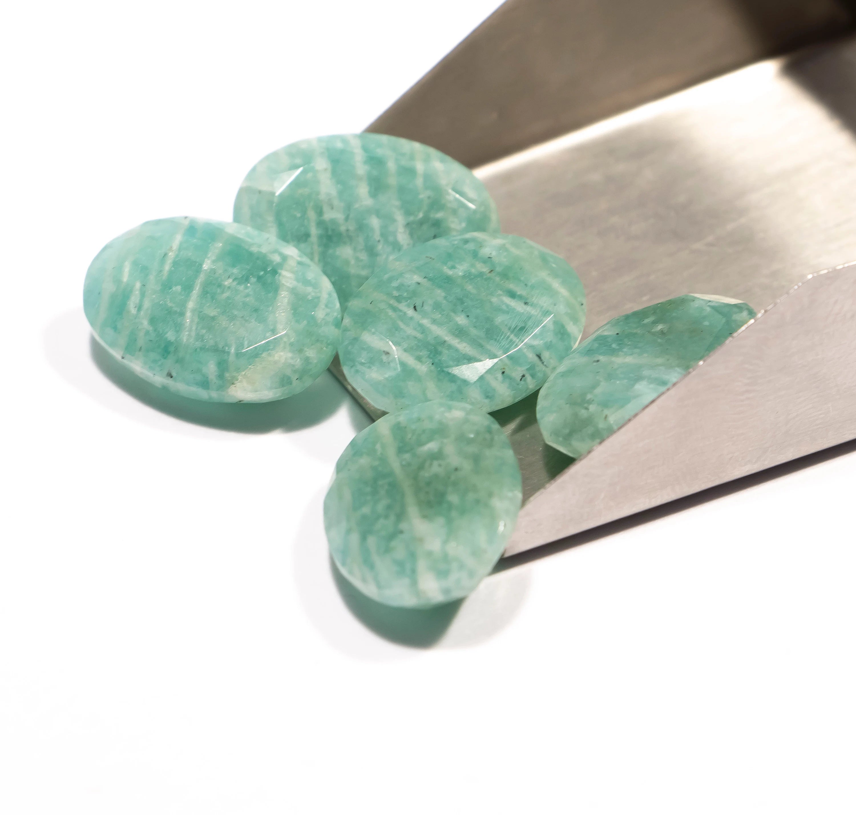 Amazonite Faceted Oval Shape Cabochon, Natural Amazonite Loose Gemstone, SKU2361