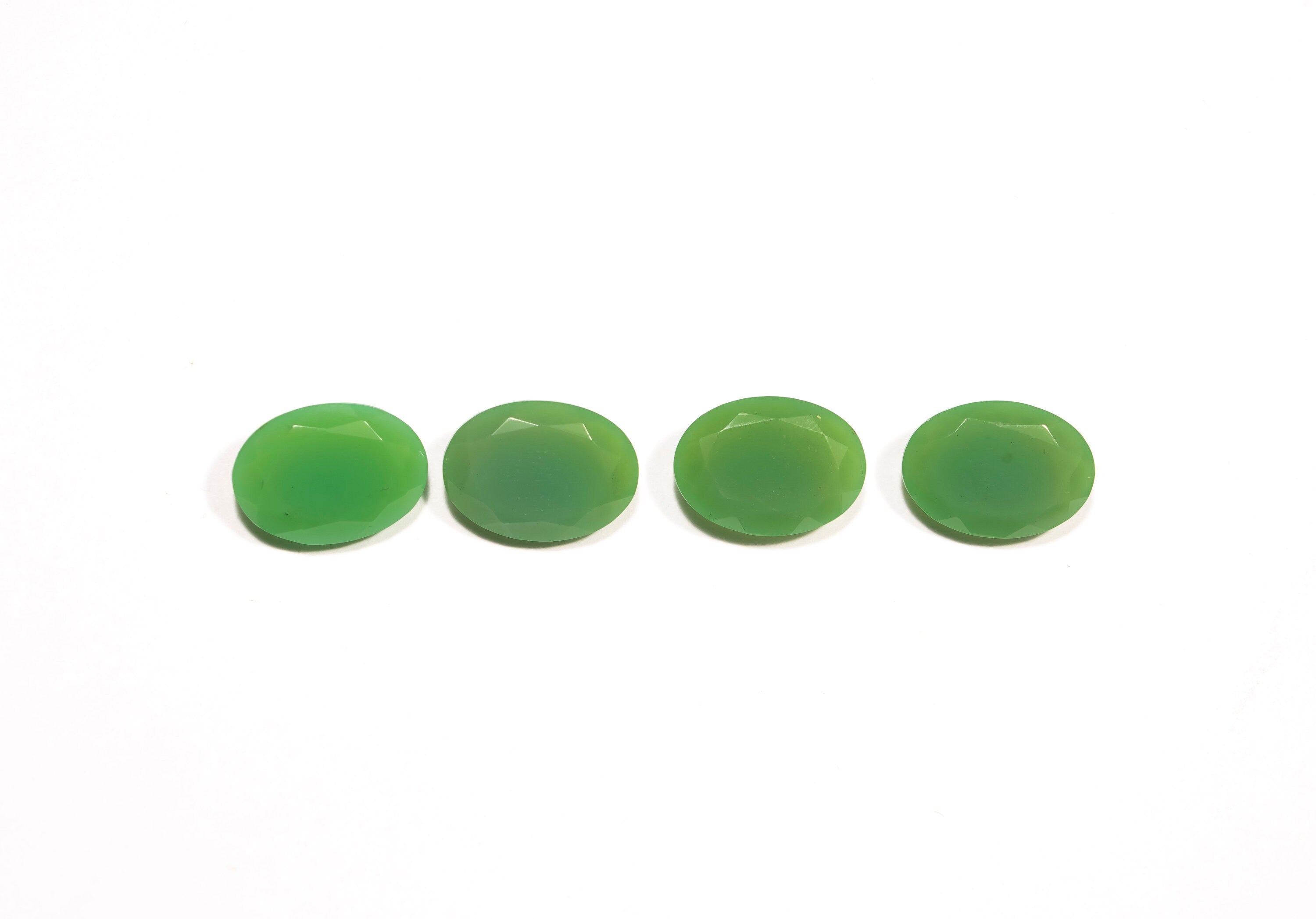 4 Pieces Chrysoprase Faceted Oval Shape Gemstone, 13x18 mm Chrysoprase Oval Loose Ring Stone, SKU2366