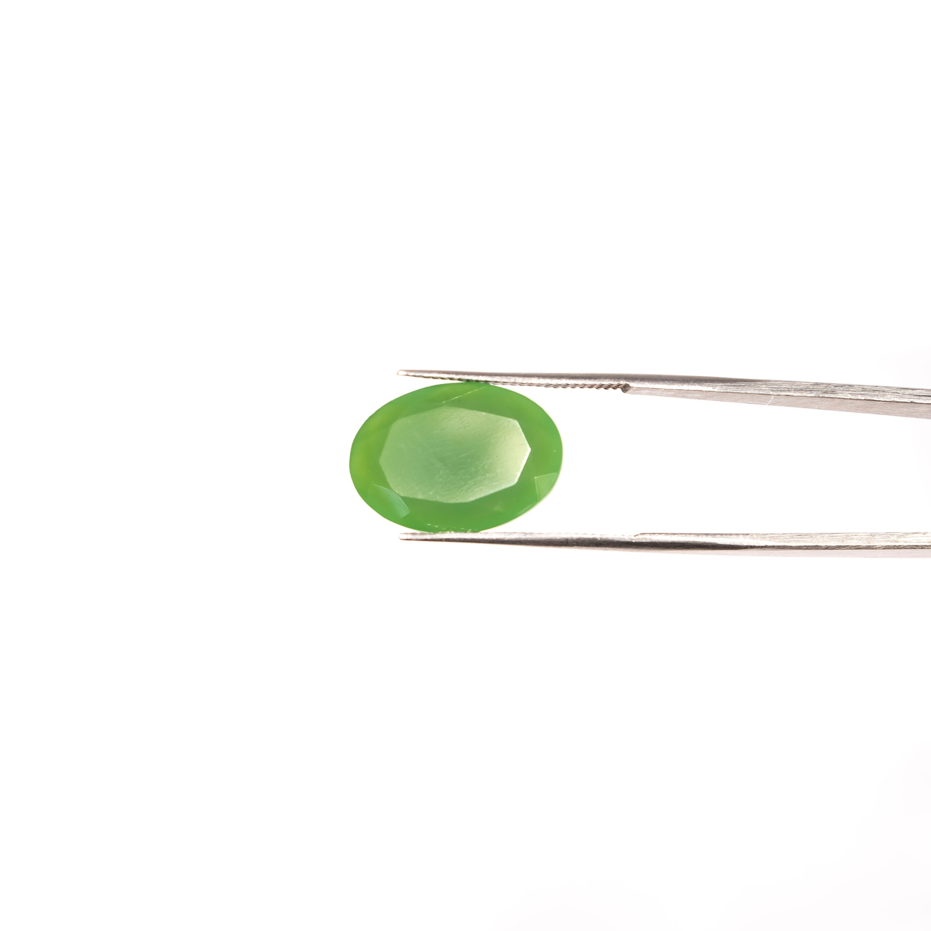 4 Pieces Chrysoprase Faceted Oval Shape Gemstone, 13x18 mm Chrysoprase Oval Loose Ring Stone, SKU2366