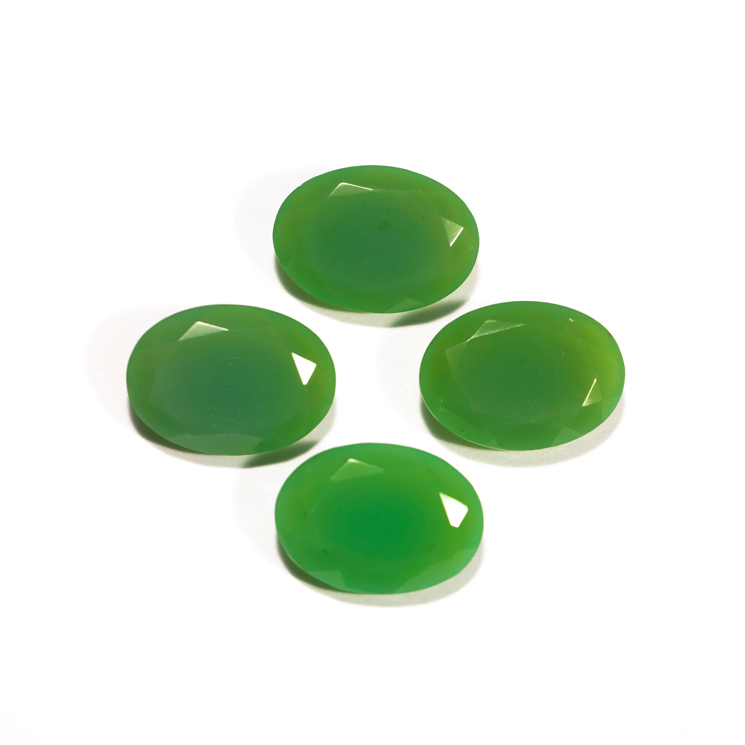 4 Pieces Chrysoprase Faceted Oval Shape Gemstone, 13x18 mm Chrysoprase Oval Loose Ring Stone, SKU2366