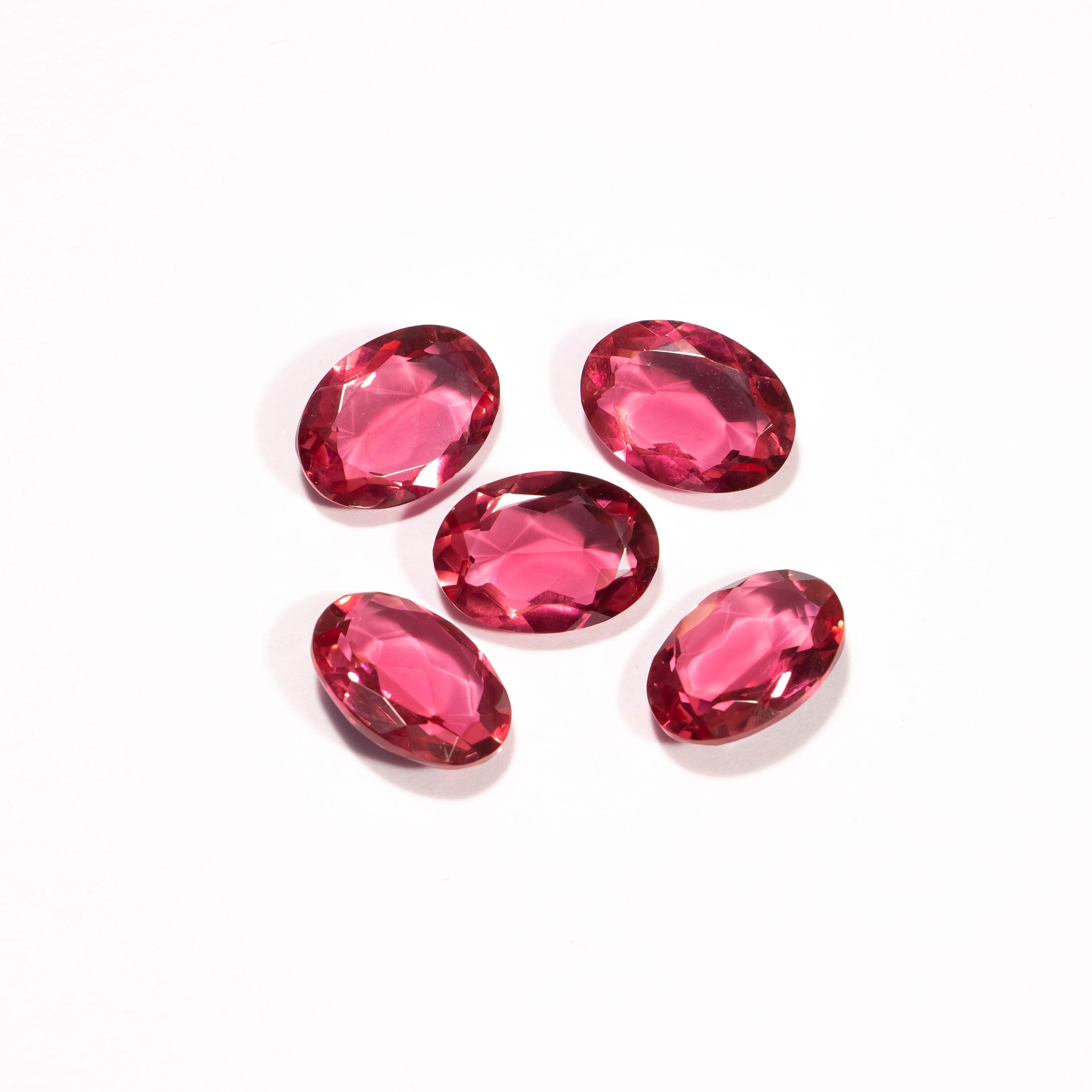 5 Pieces Pink Glass Faceted Oval Shape Calibrated Gemstone, SKU2368