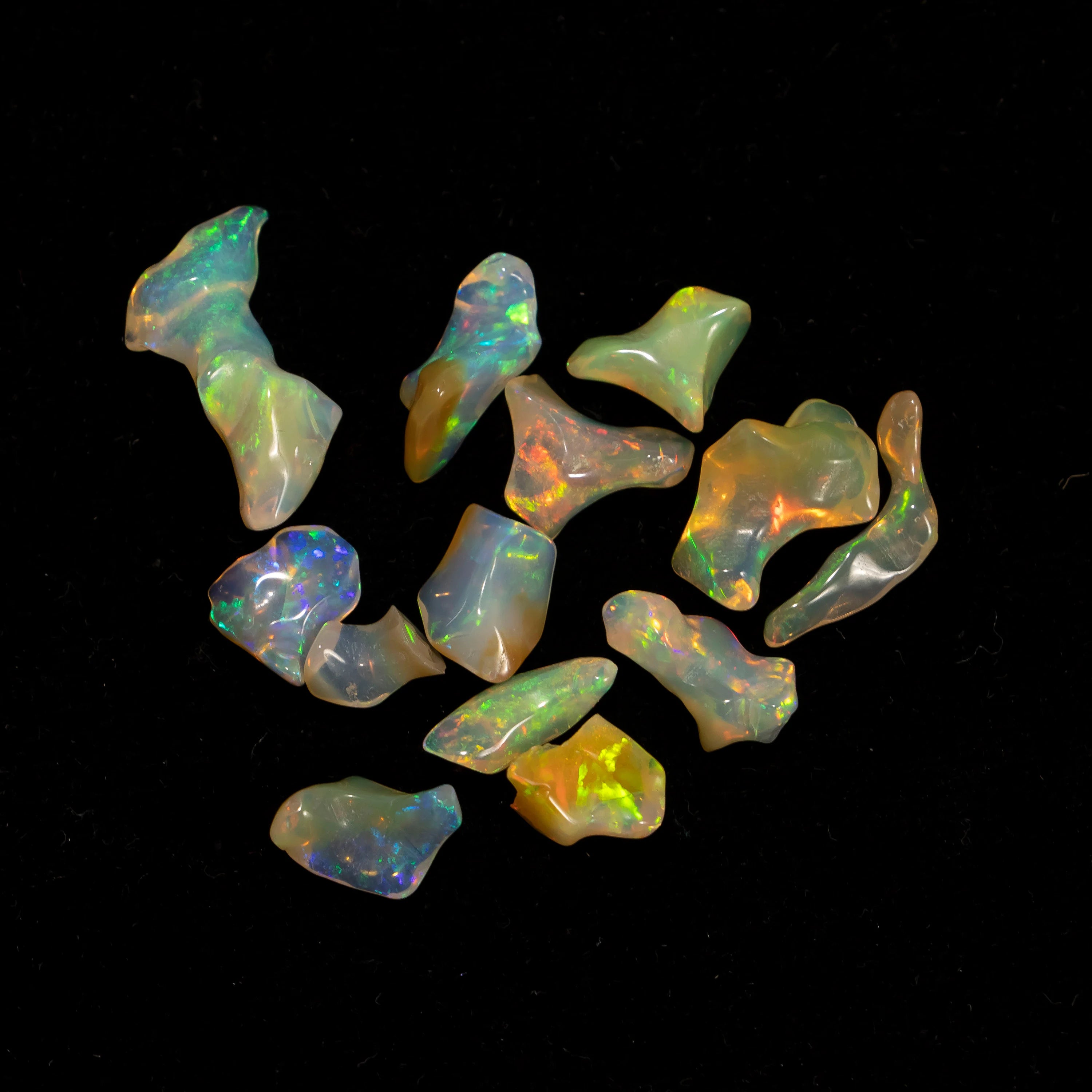 Natural Ethiopian Opal Smooth Unshaped Free Forms Rough Gemstone, 5.5x7 mm To 8x18 mm, 25 Piece, SKU2338