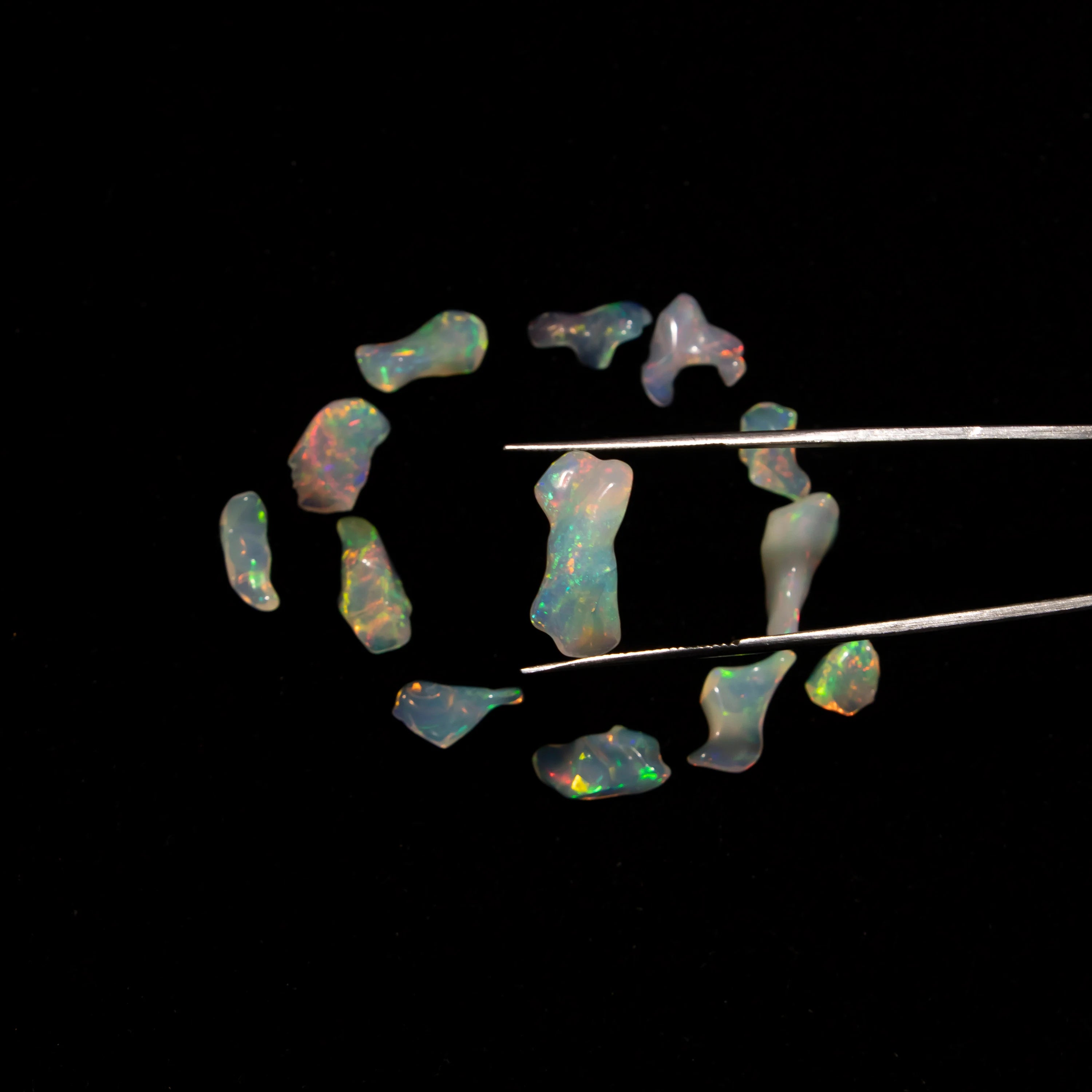 Natural Ethiopian Opal Smooth Unshaped Free Forms Rough Gemstone, 5.5x7 mm To 8x18 mm, 25 Piece, SKU2338