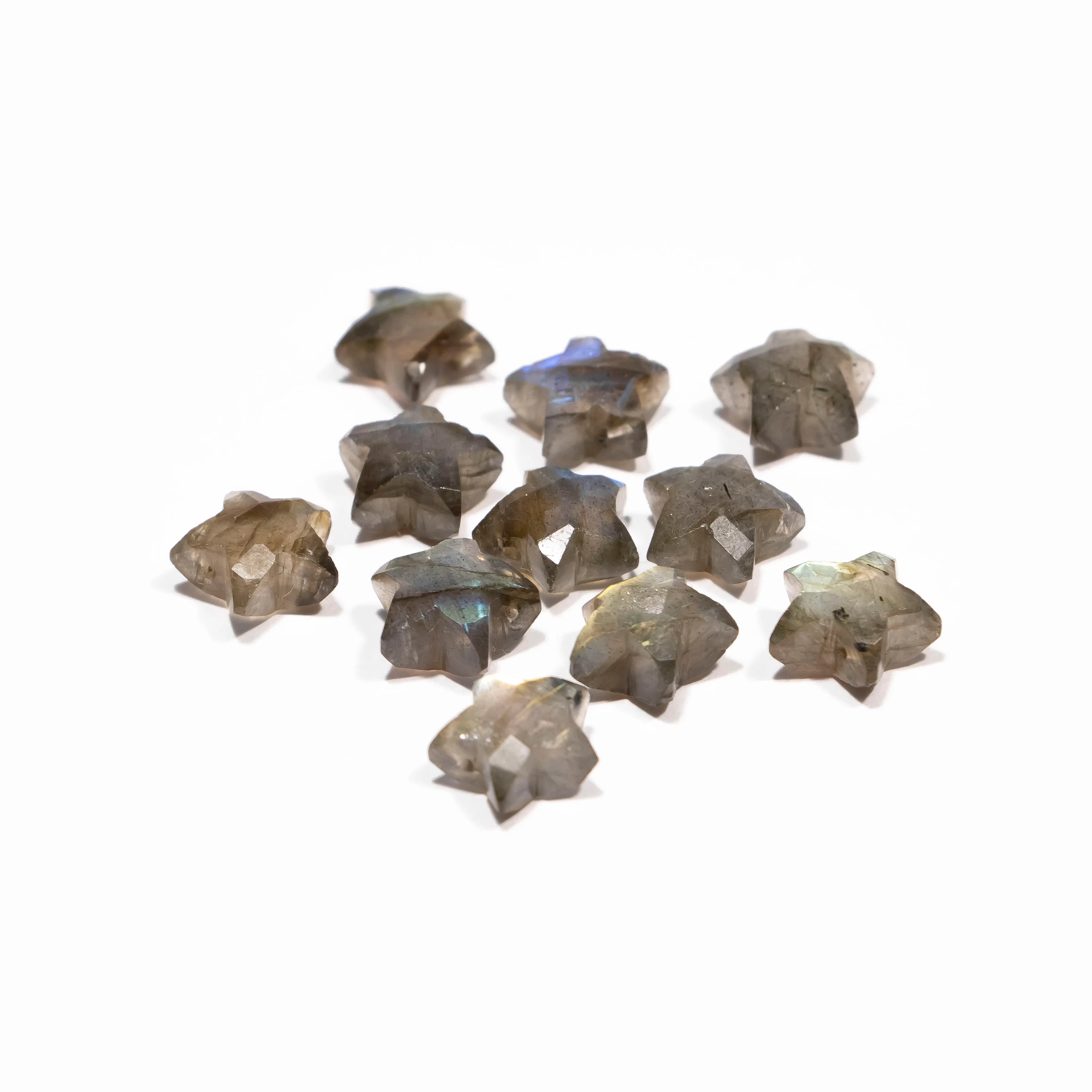 Labradorite Star Beads, Jewelry Making Star Loose Beads, Blue Flash Faceted Star Gemstone, SKU2401