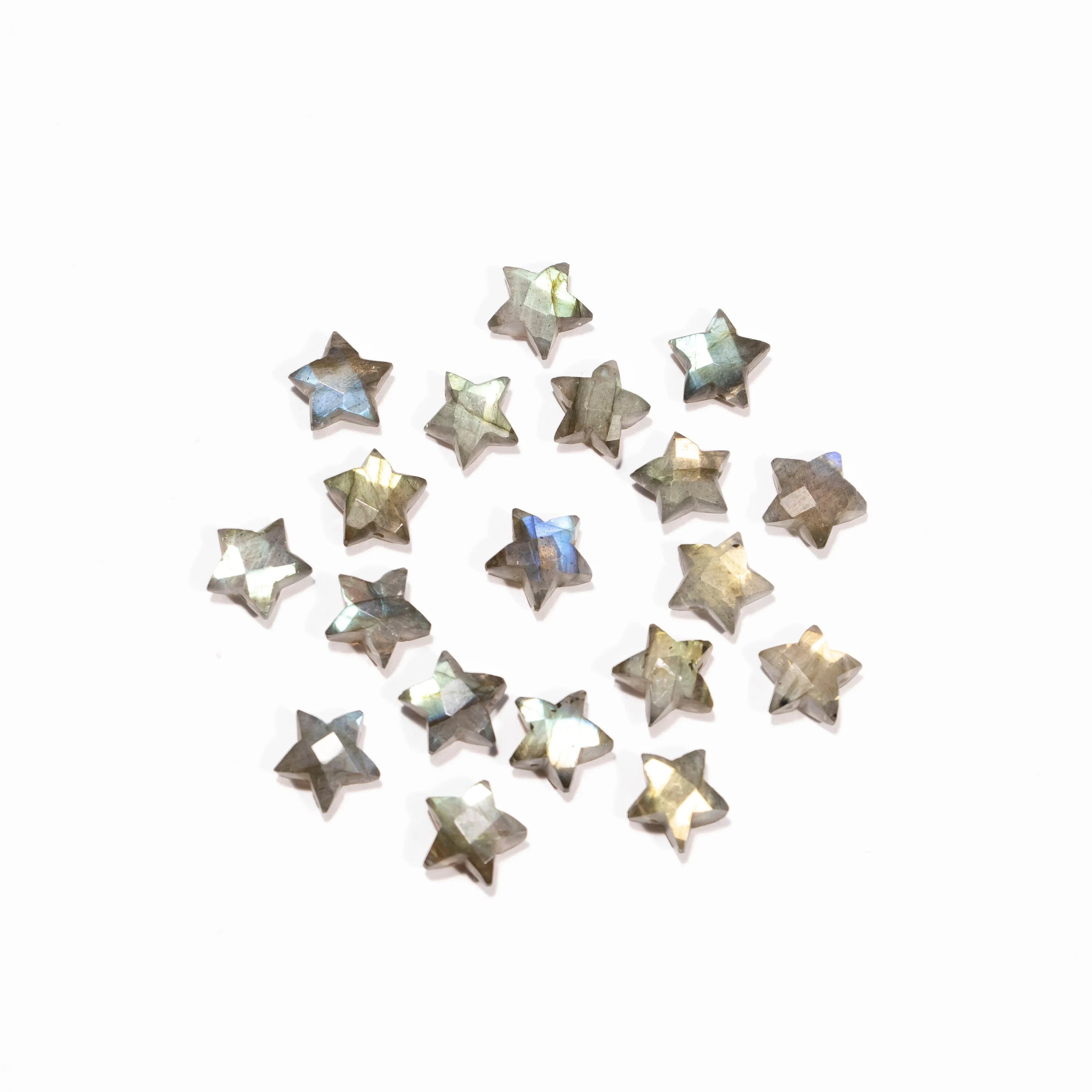 Labradorite Star Beads, Jewelry Making Star Loose Beads, Blue Flash Faceted Star Gemstone, SKU2401