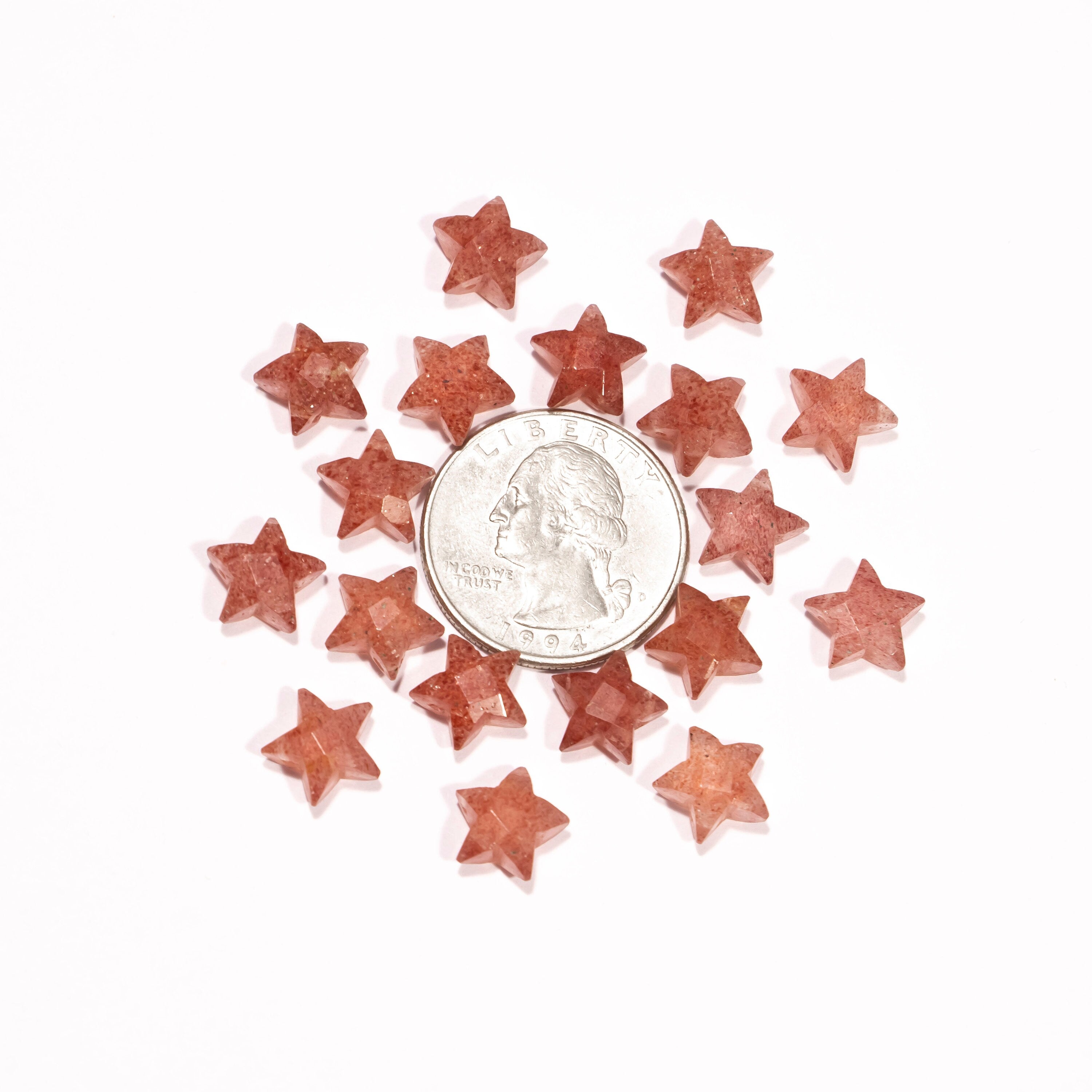AA Quality Pink Strawberry Quartz Faceted Star For Jewelry Gemstone, 9 To 10 mm Star, SKU2400