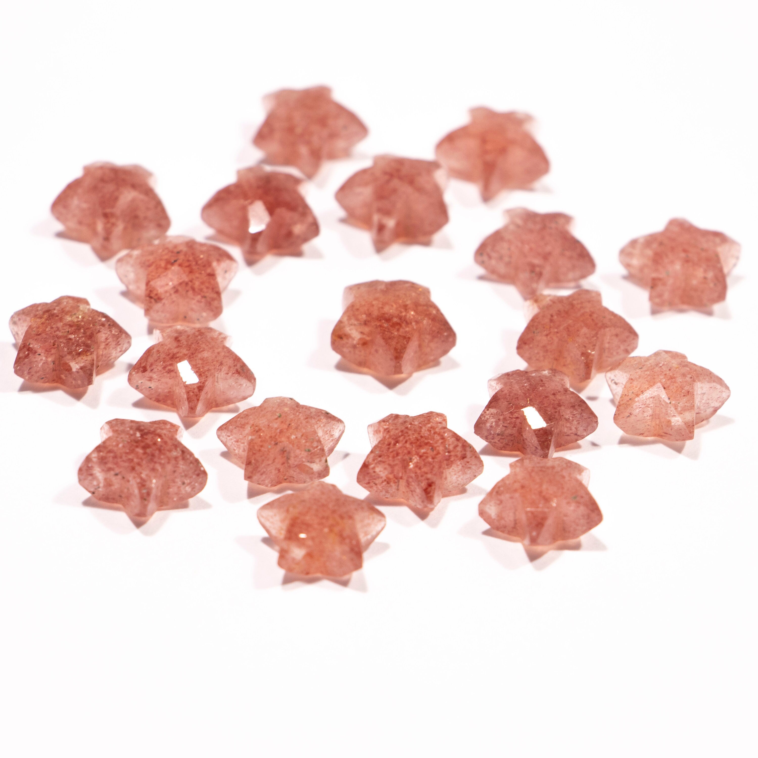 AA Quality Pink Strawberry Quartz Faceted Star For Jewelry Gemstone, 9 To 10 mm Star, SKU2400