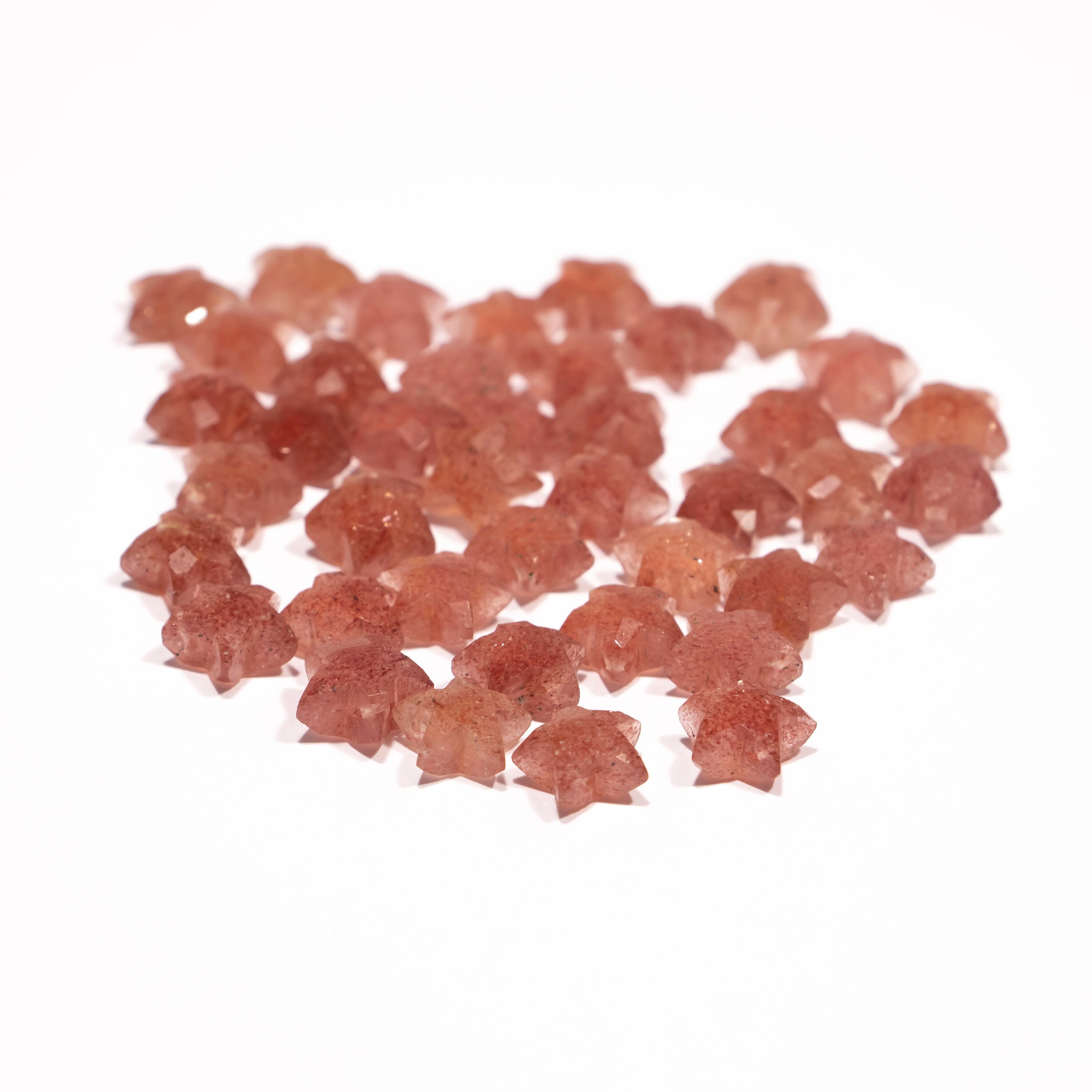 AA Quality Pink Strawberry Quartz Faceted Star For Jewelry Gemstone, 9 To 10 mm Star, SKU2400