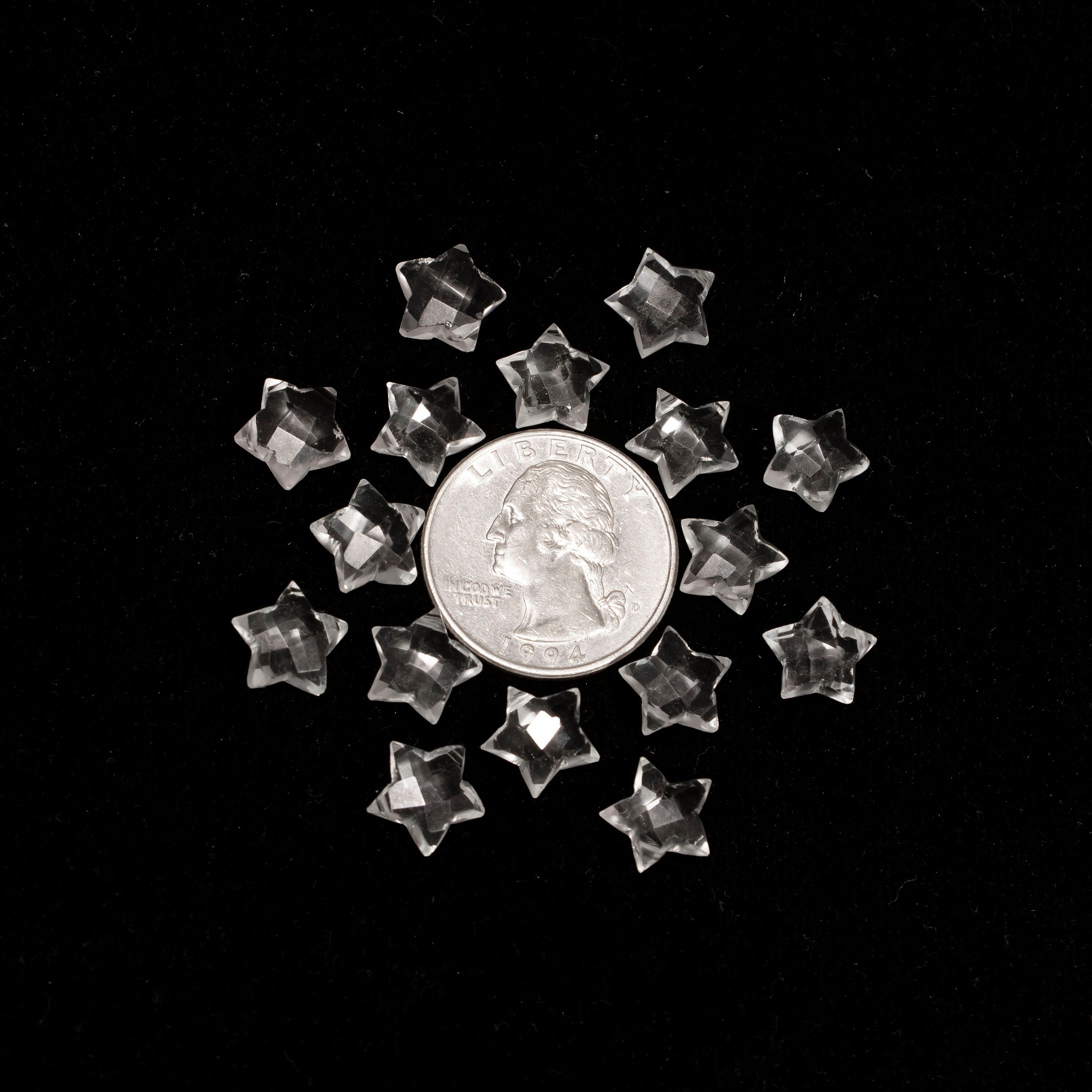 Healing Crystal Quartz Star, 9 to 10 mm Faceted Star Quartz Crystal Jewelry Making Gemstone, SKU2397