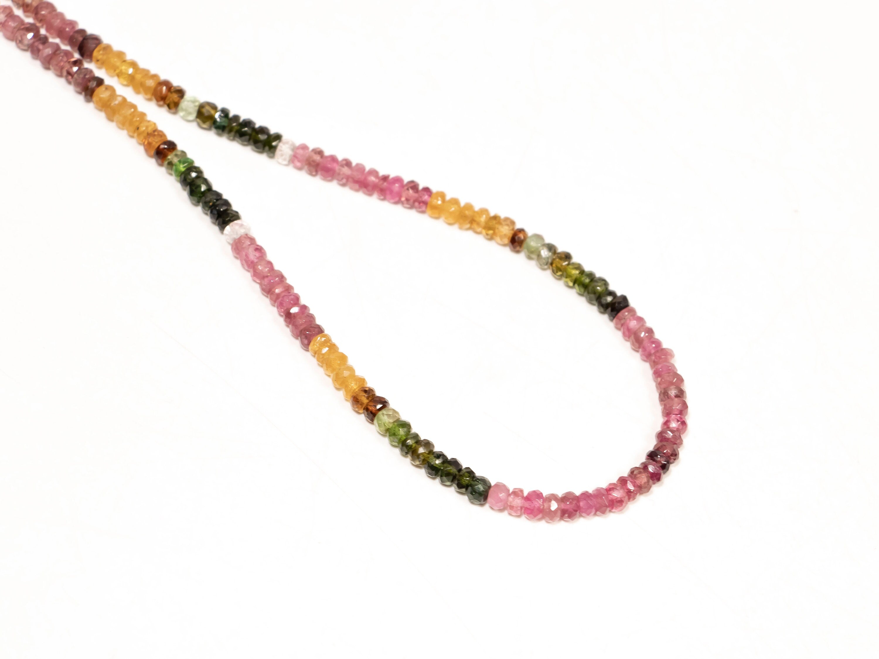 AA Quality Multi Tourmaline Faceted Rondelle Gemstone Beads,  41 Strands Lot, 4 - 4.5 mm Beads, SKU2404