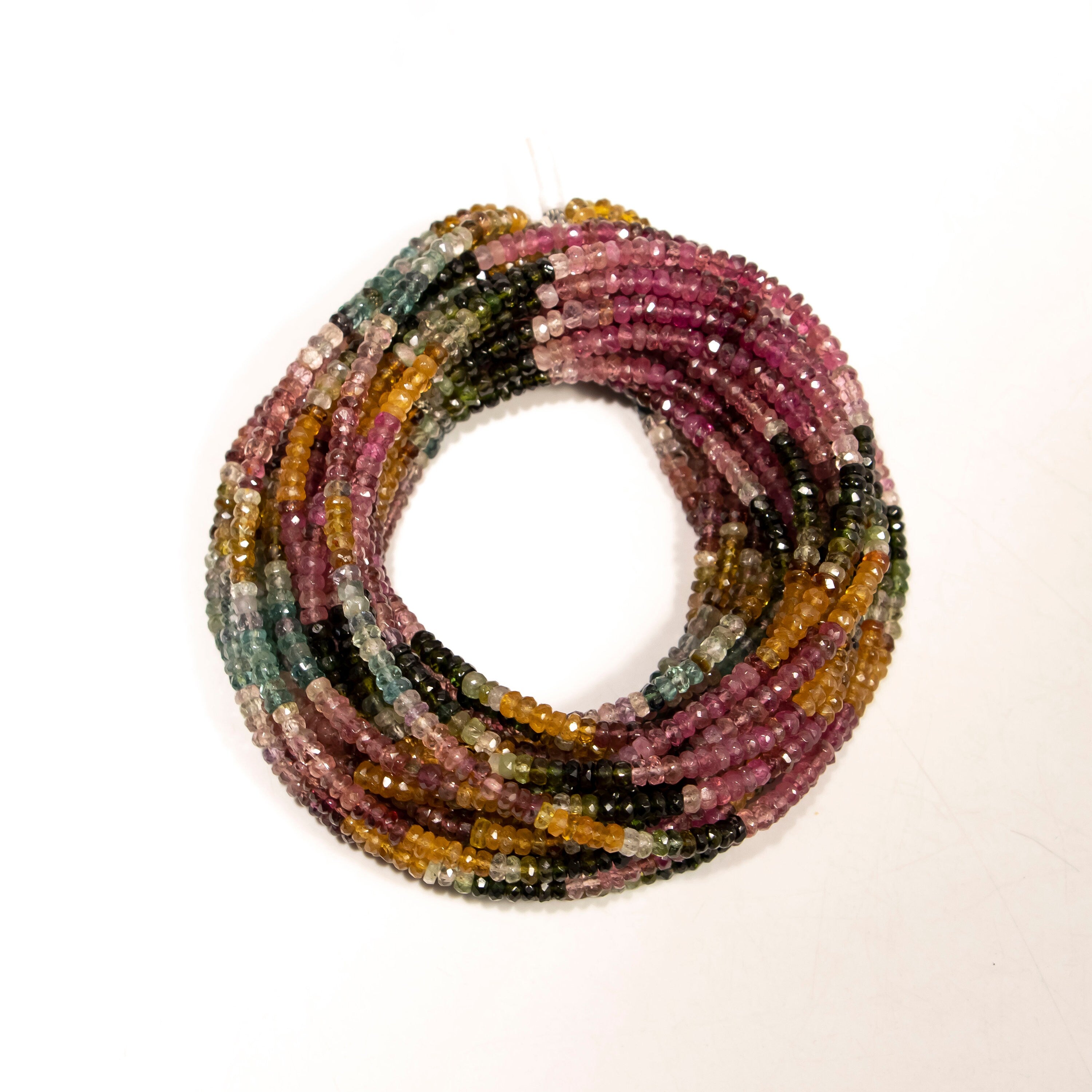 Multi Tourmaline Faceted Rondelle Beads, 3 mm To 4 mm Beads, Tourmaline Gemstone Beads, 18 Inch Strand, SKU2405