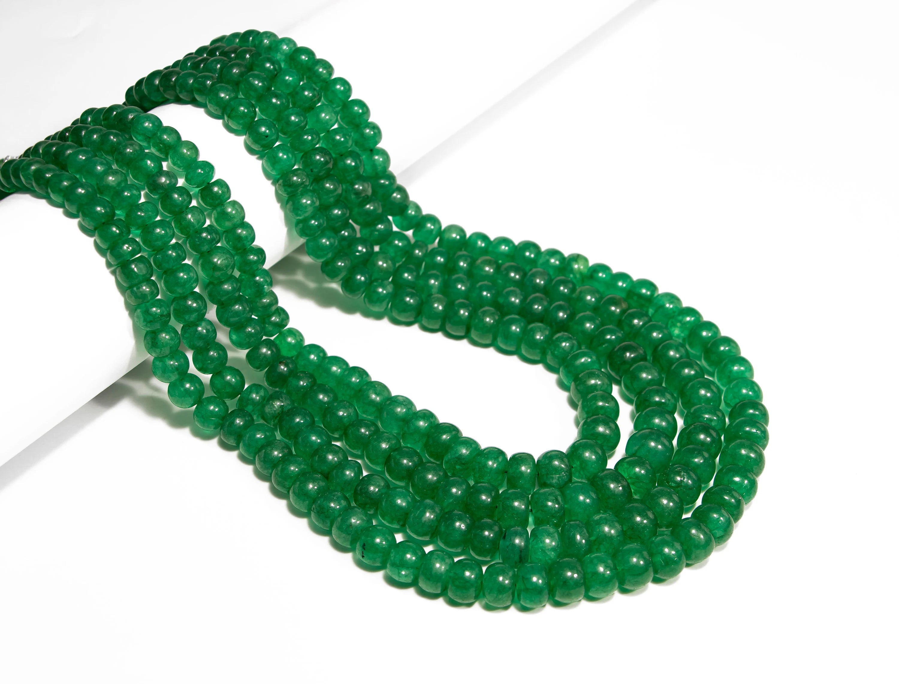 Unique Beads Necklace, Emerald Beads Necklace, Green Quartz Smooth Beads Necklace, SKU2310
