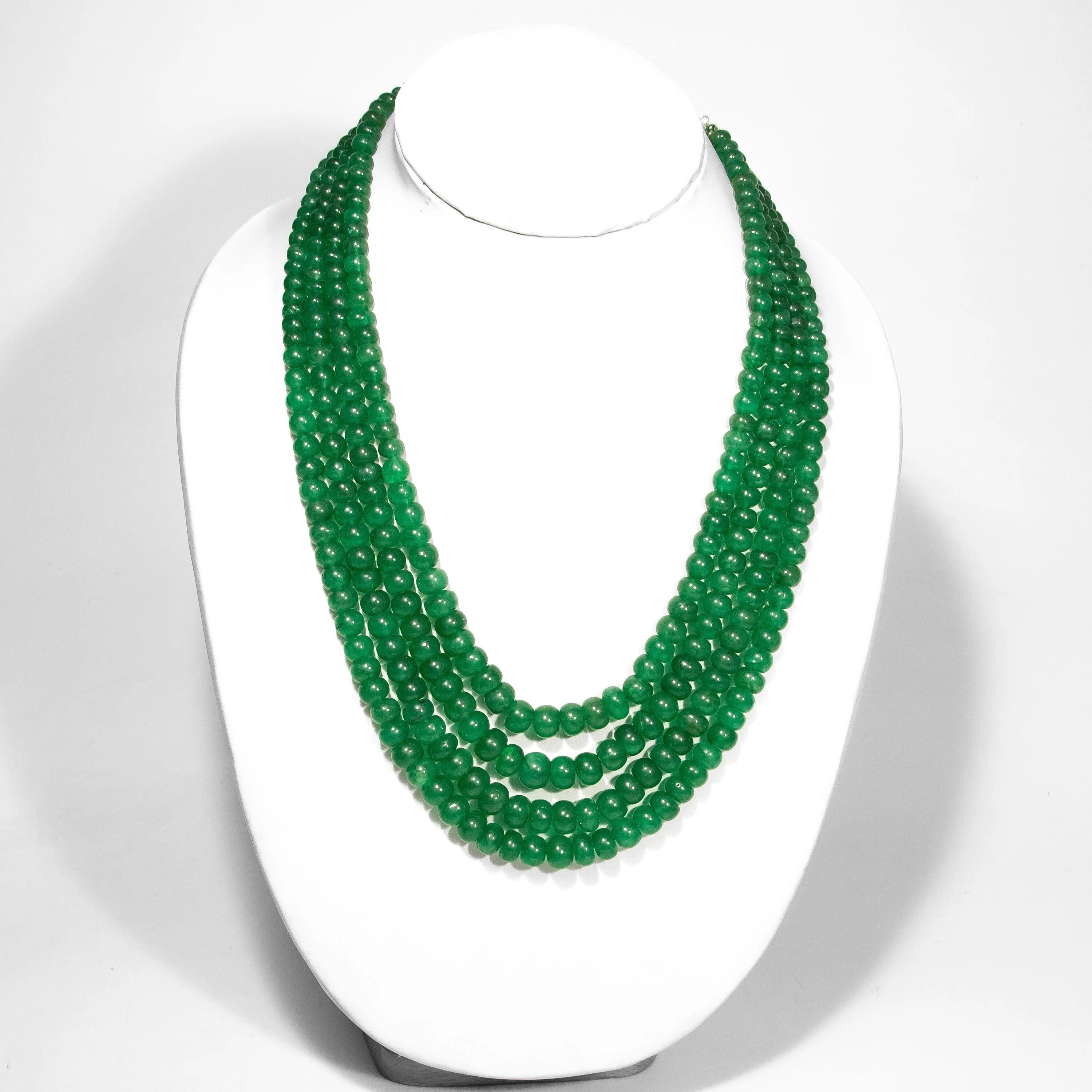 Unique Beads Necklace, Emerald Beads Necklace, Green Quartz Smooth Beads Necklace, SKU2310