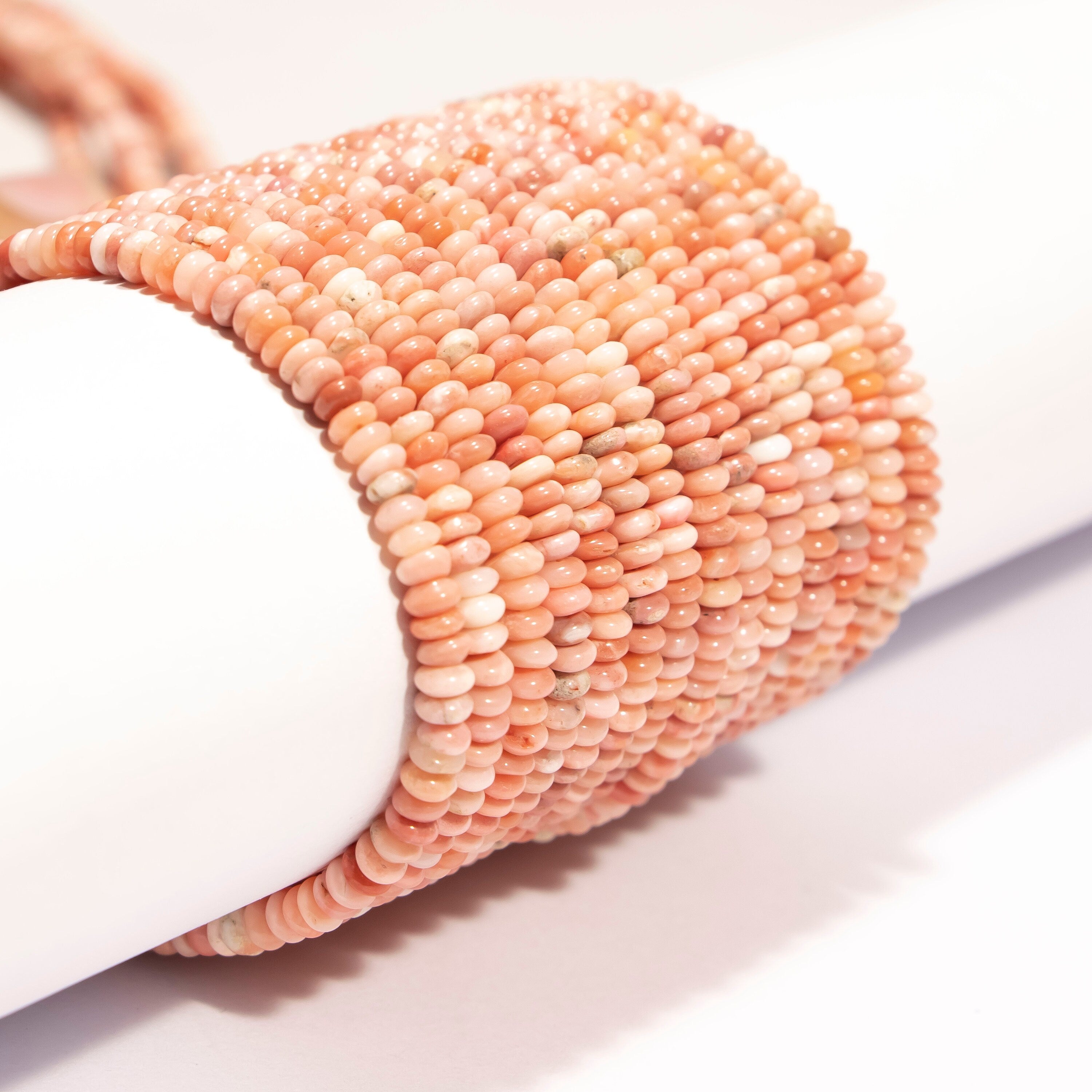 Peach Opal Smooth Beads, Natural Opal Rondelle Beads, SKU2202