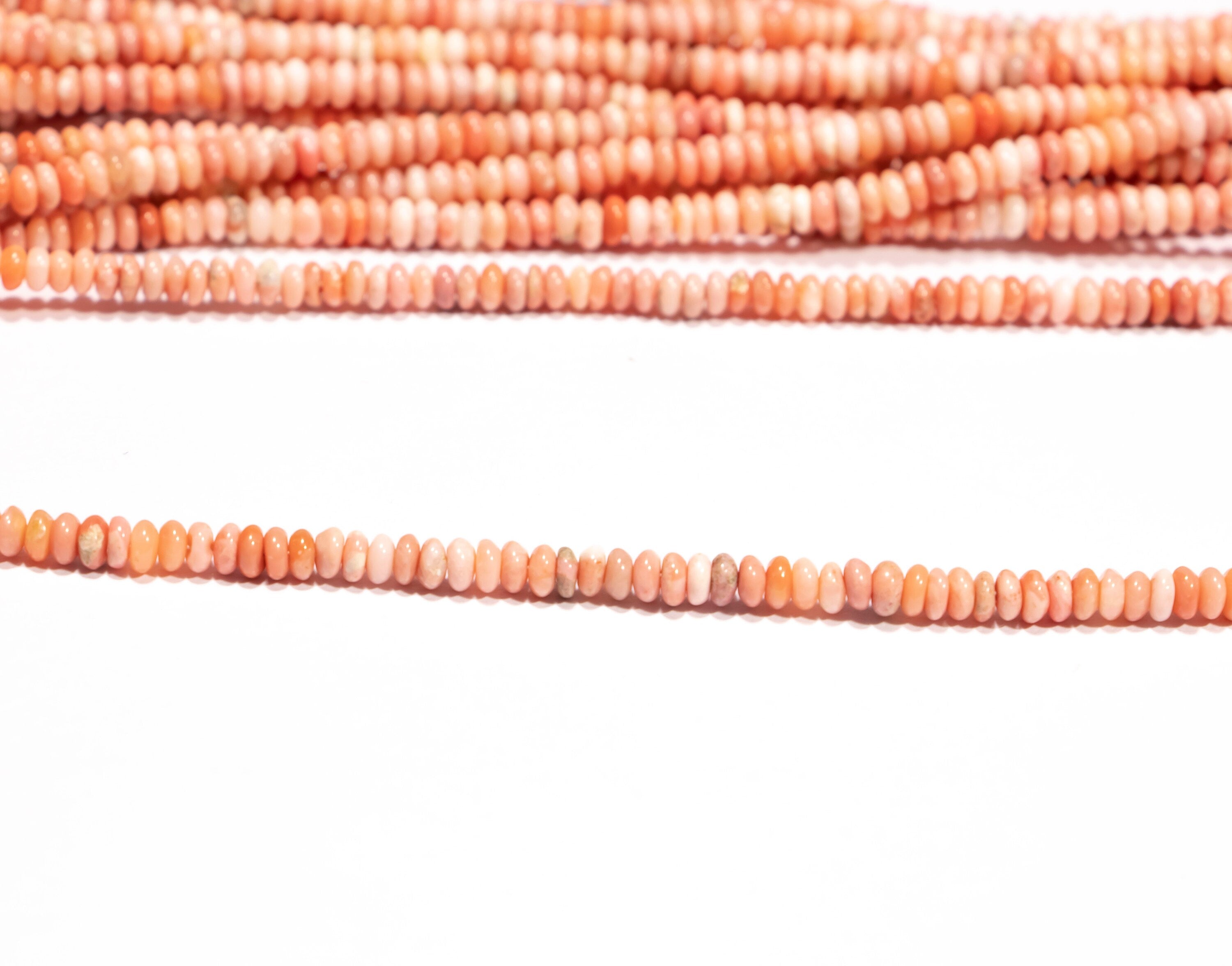 Peach Opal Smooth Beads, Natural Opal Rondelle Beads, SKU2202