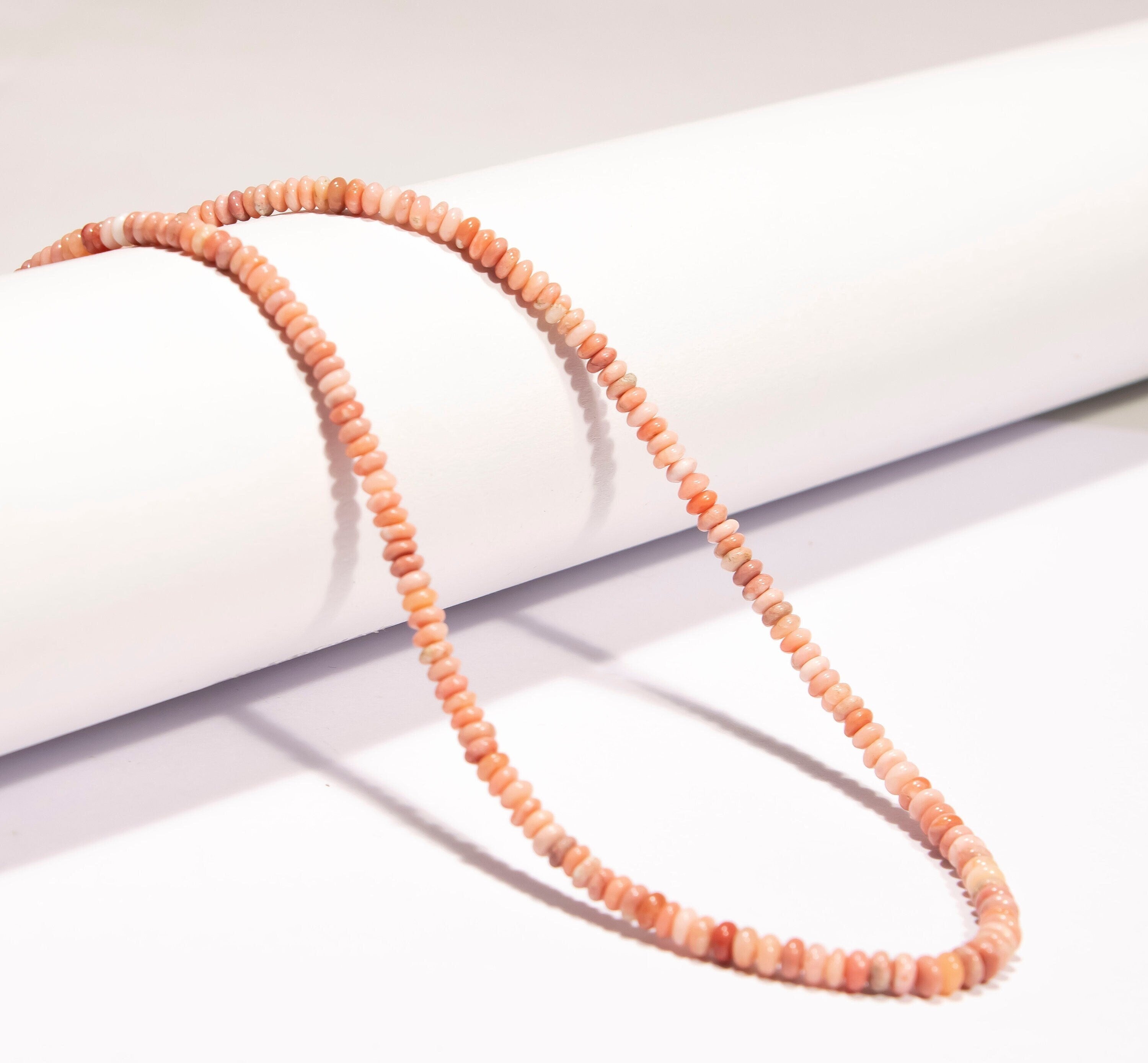 Peach Opal Smooth Beads, Natural Opal Rondelle Beads, SKU2202