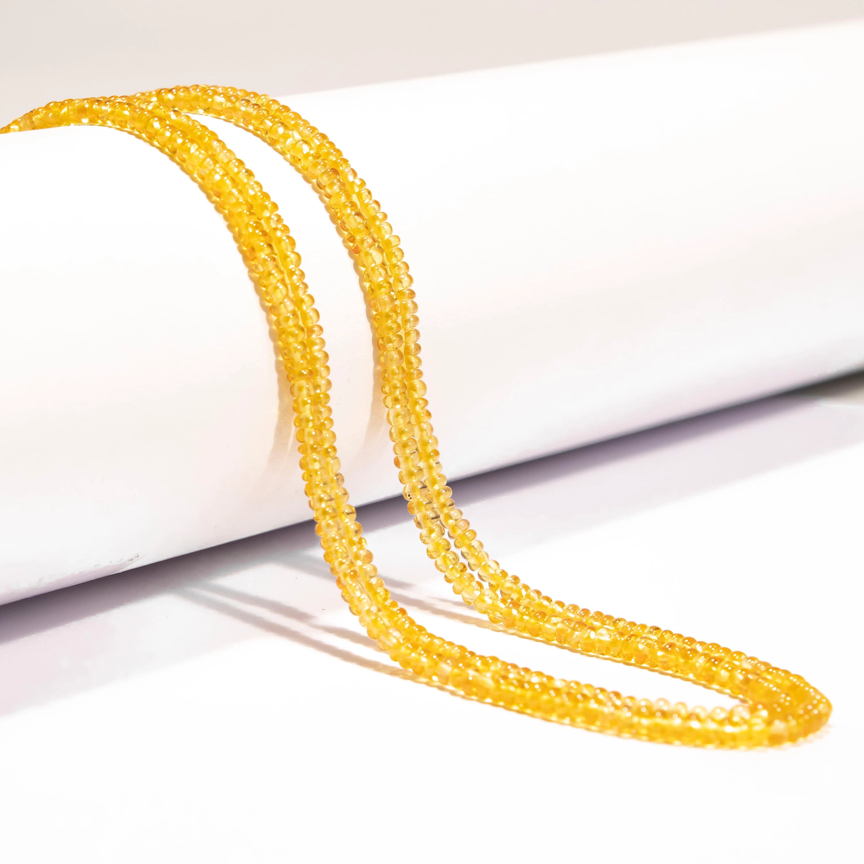 Yellow Songea Sapphire Smooth Rondelle Beads, Natural Sapphire Beads Suppliers, SKU2194