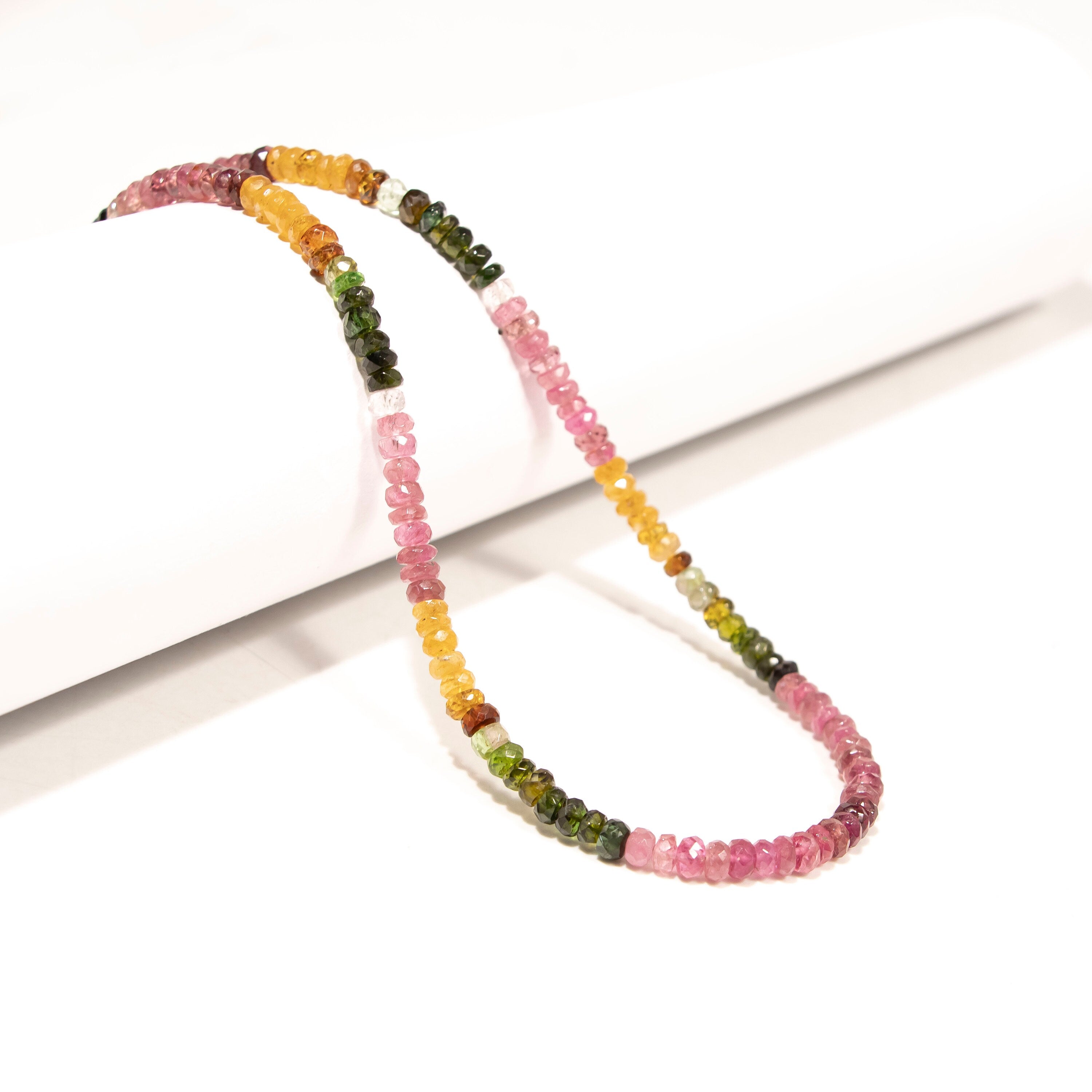 AA Quality Multi Tourmaline Faceted Rondelle Gemstone Beads,  41 Strands Lot, 4 - 4.5 mm Beads, SKU2404