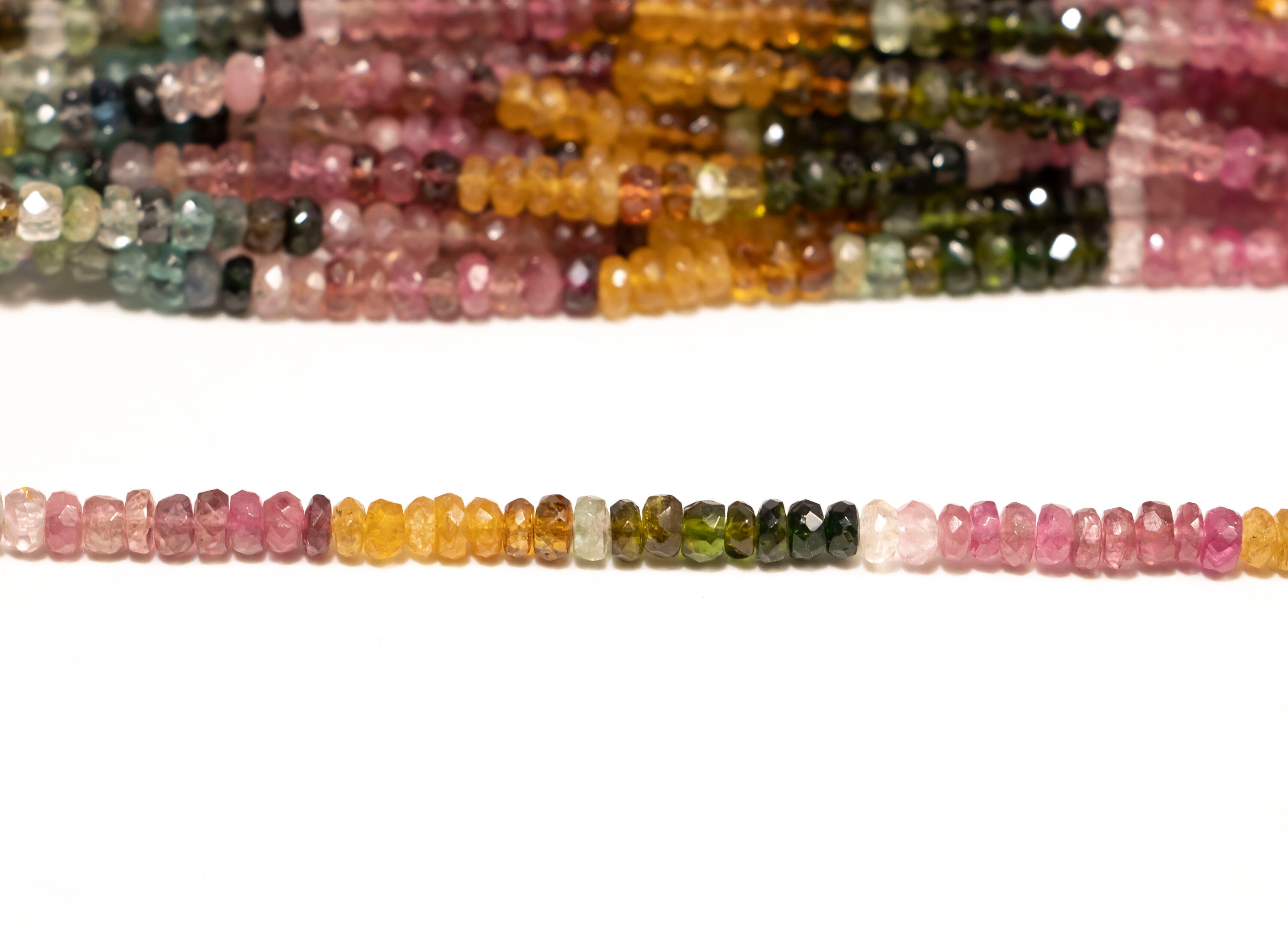 AA Quality Multi Tourmaline Faceted Rondelle Gemstone Beads,  41 Strands Lot, 4 - 4.5 mm Beads, SKU2404