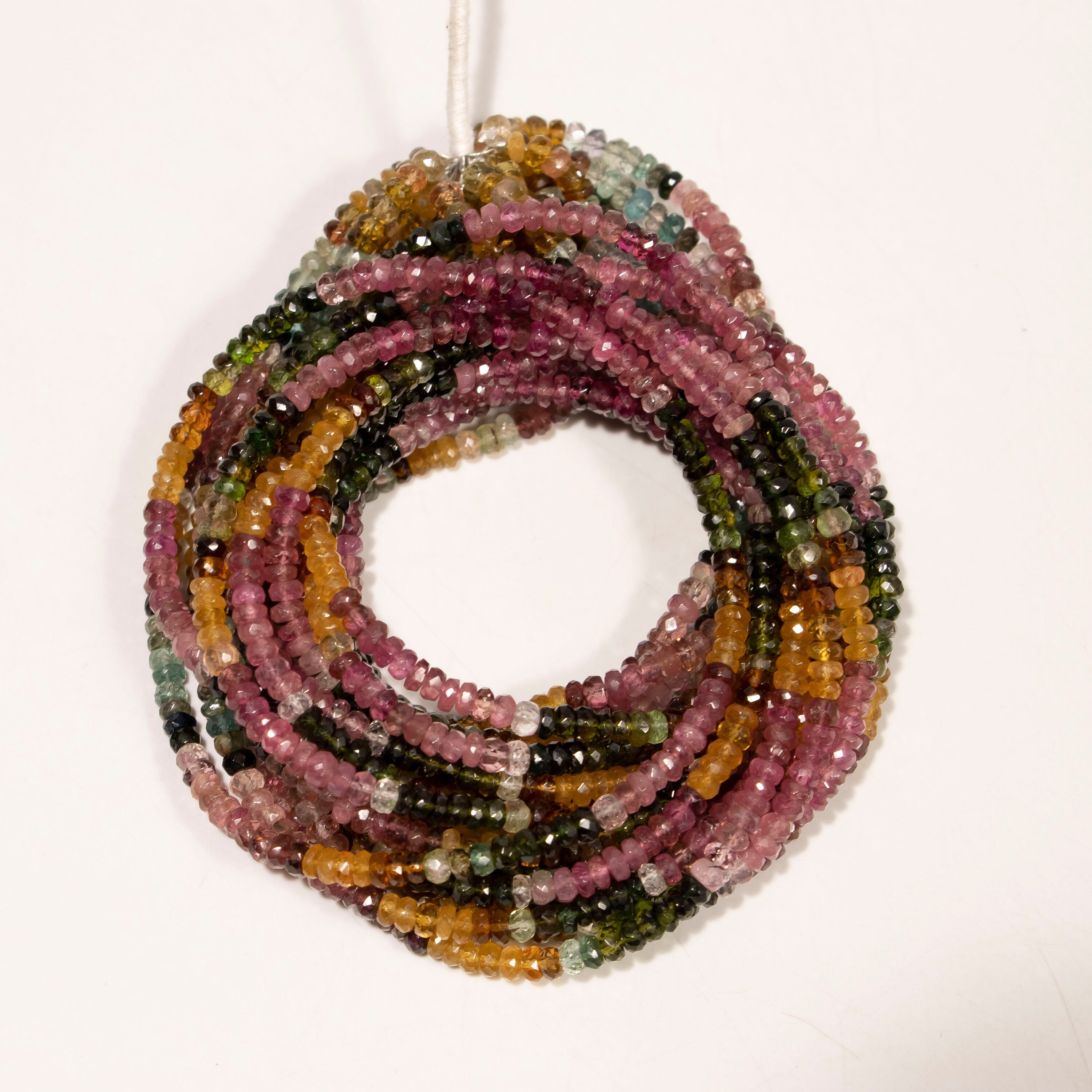 AA Quality Multi Tourmaline Faceted Rondelle Gemstone Beads,  41 Strands Lot, 4 - 4.5 mm Beads, SKU2404