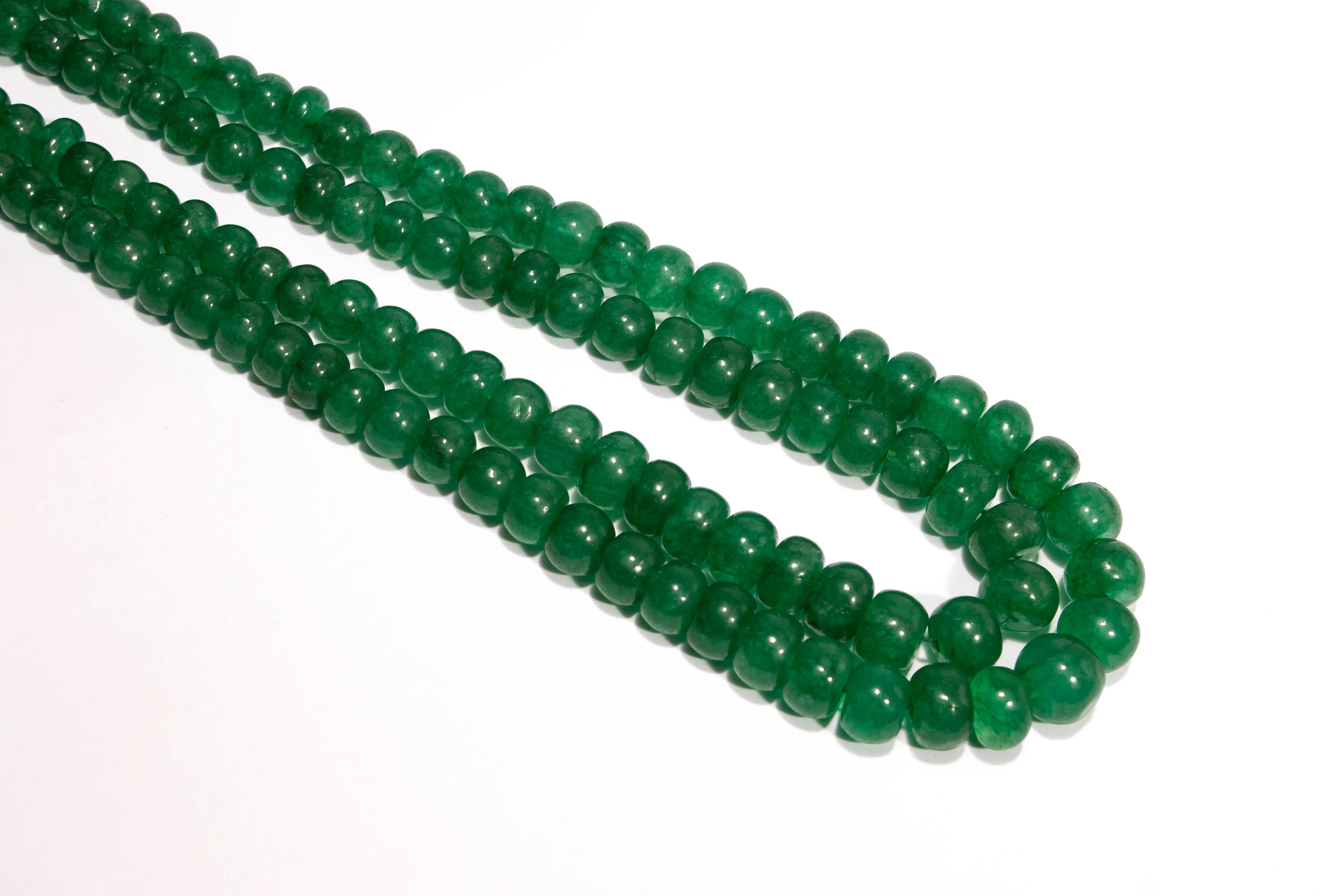 Unique Beads Necklace, Emerald Beads Necklace, Green Quartz Smooth Beads Necklace, SKU2310