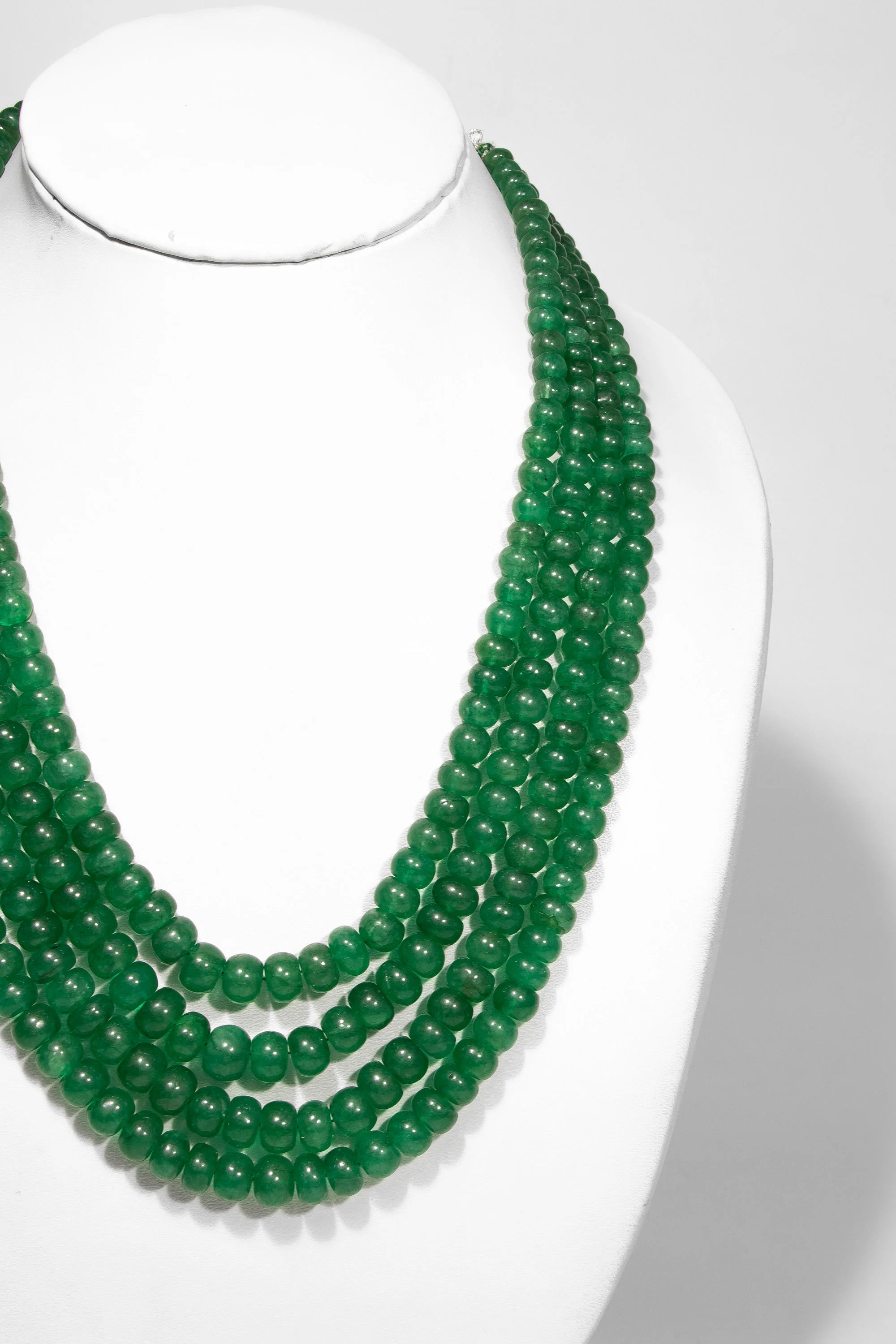 Unique Beads Necklace, Emerald Beads Necklace, Green Quartz Smooth Beads Necklace, SKU2310