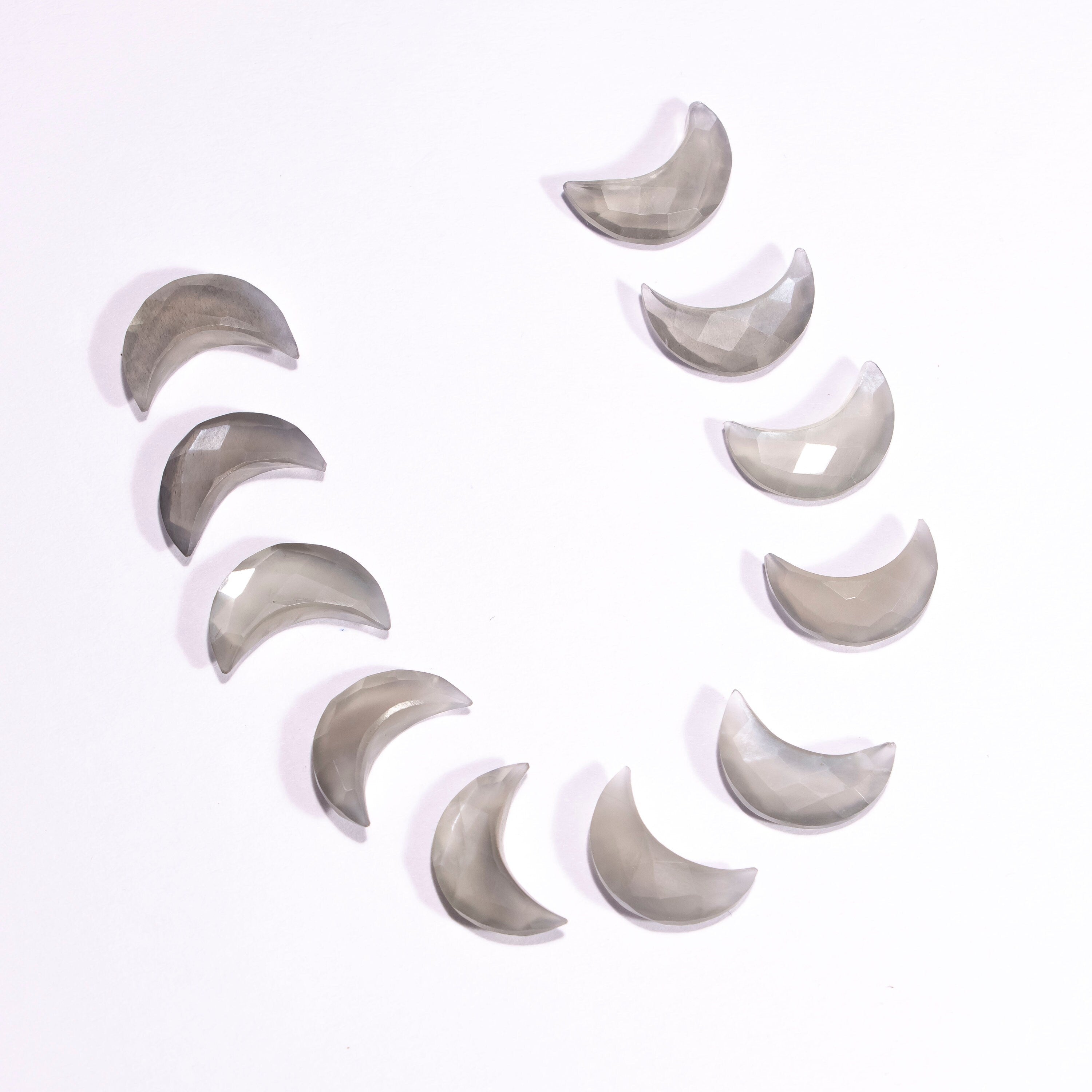 AA Quality Grey moonstone Faceted Crescent Moon Undrilled Gemstone, Grey Moonstone Loose Stone, Moonstone Jewelry Making Gemstone
