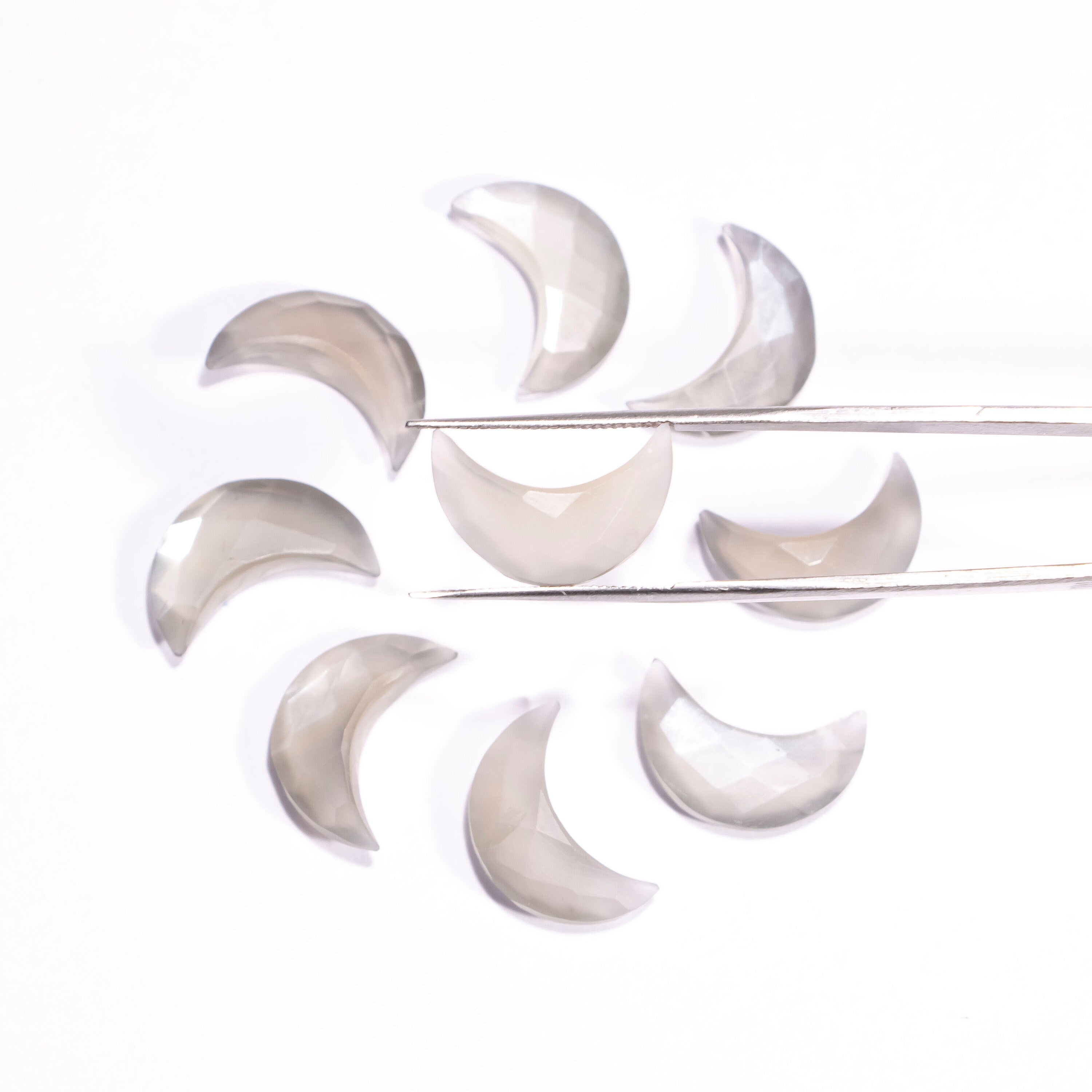 AA Quality Grey moonstone Faceted Crescent Moon Undrilled Gemstone, Grey Moonstone Loose Stone, Moonstone Jewelry Making Gemstone