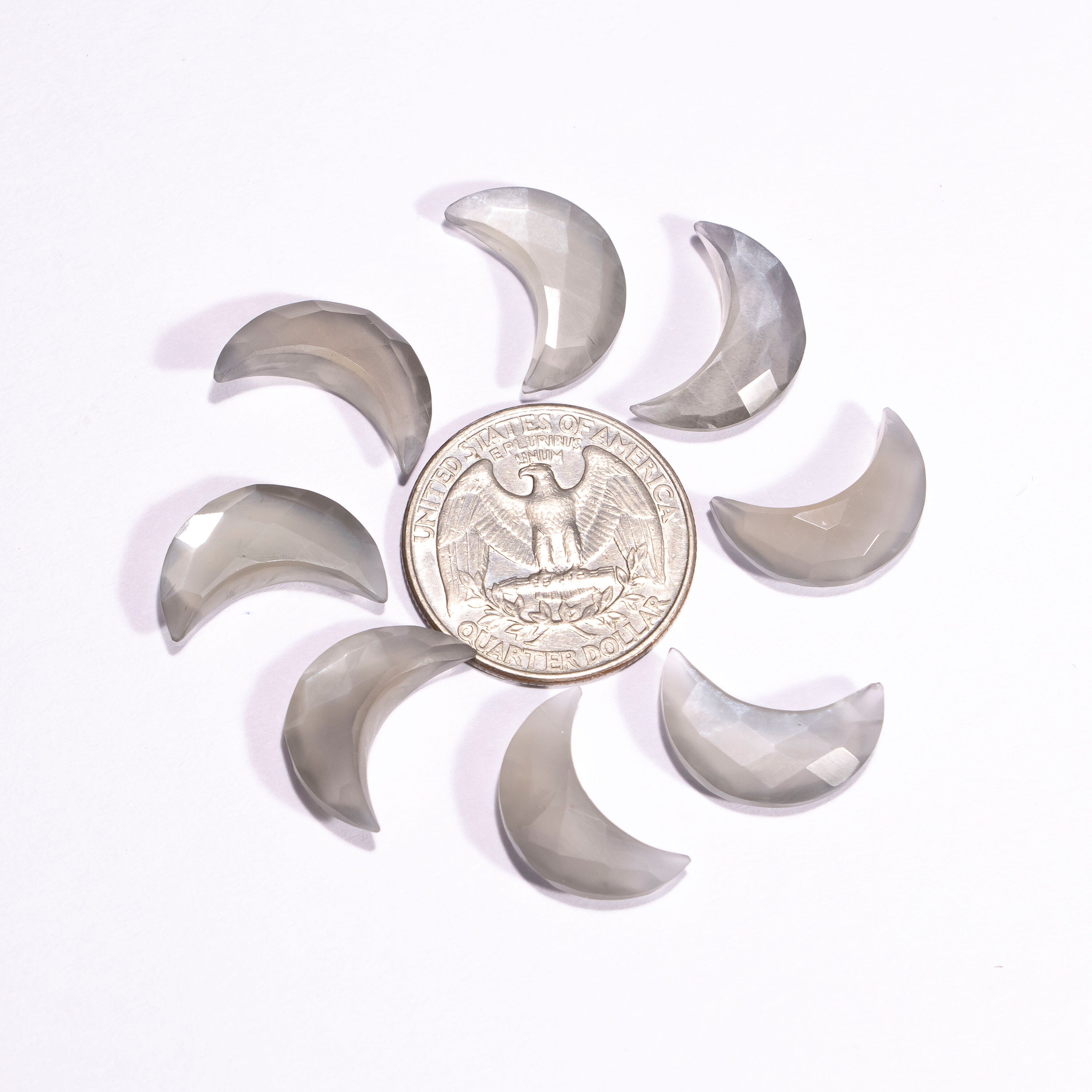 AA Quality Grey moonstone Faceted Crescent Moon Undrilled Gemstone, Grey Moonstone Loose Stone, Moonstone Jewelry Making Gemstone