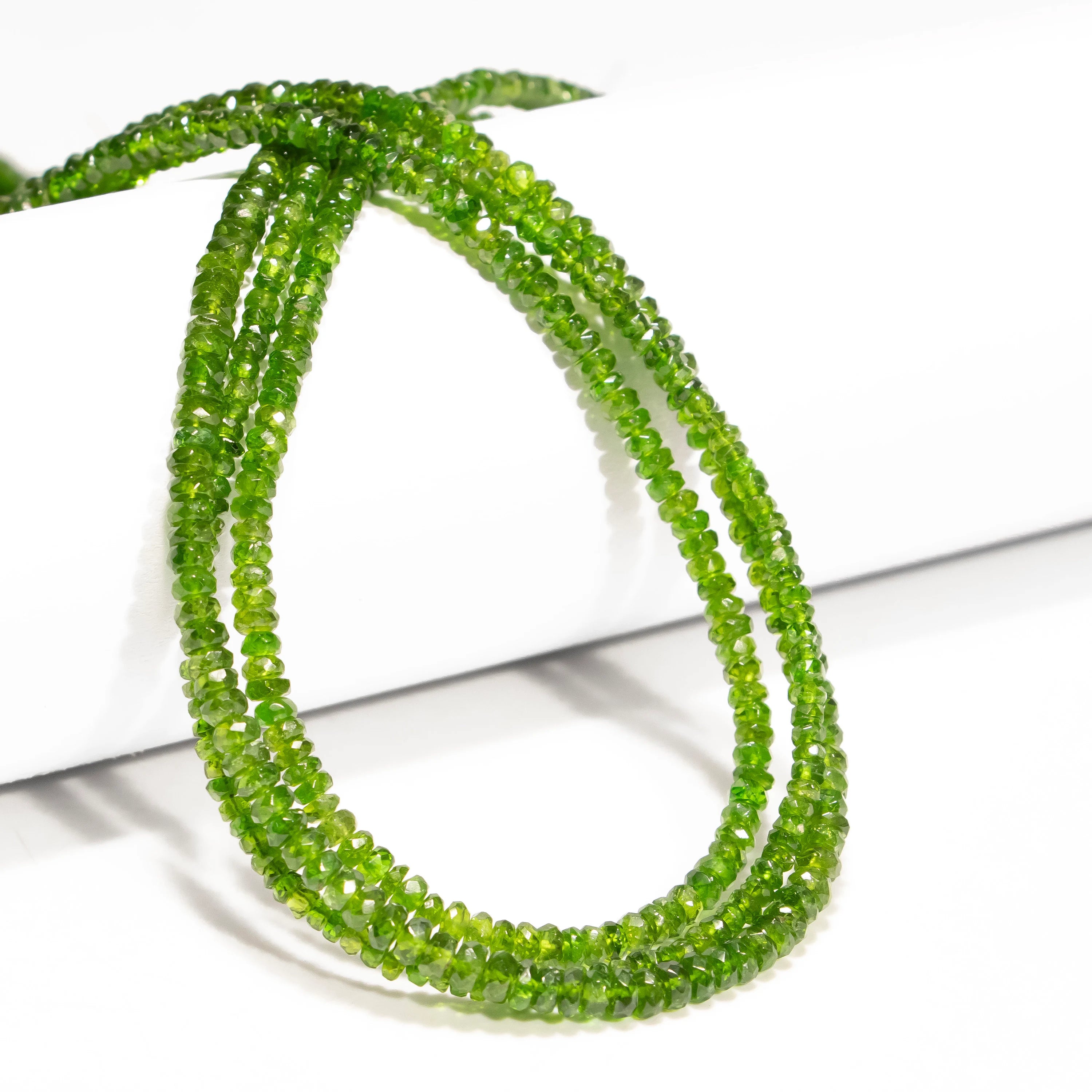Natural Russian Diopside Faceted Rondelle Beads, 2.5 to 4 mm Beads, SKU2337