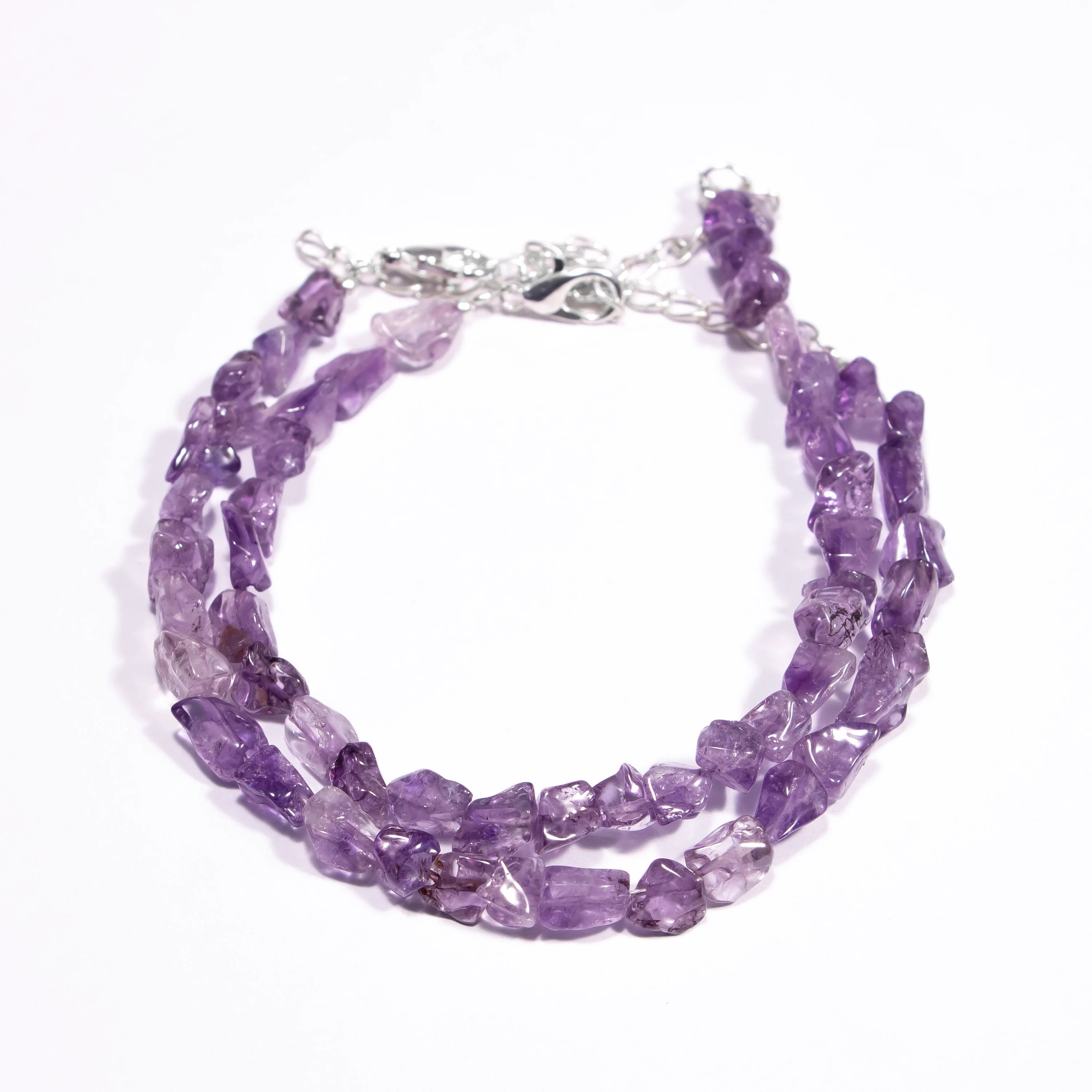 Amethyst Smooth Nuggets Beads Bracelet, 5x5 mm to 5.5x6 mm, SKU2434