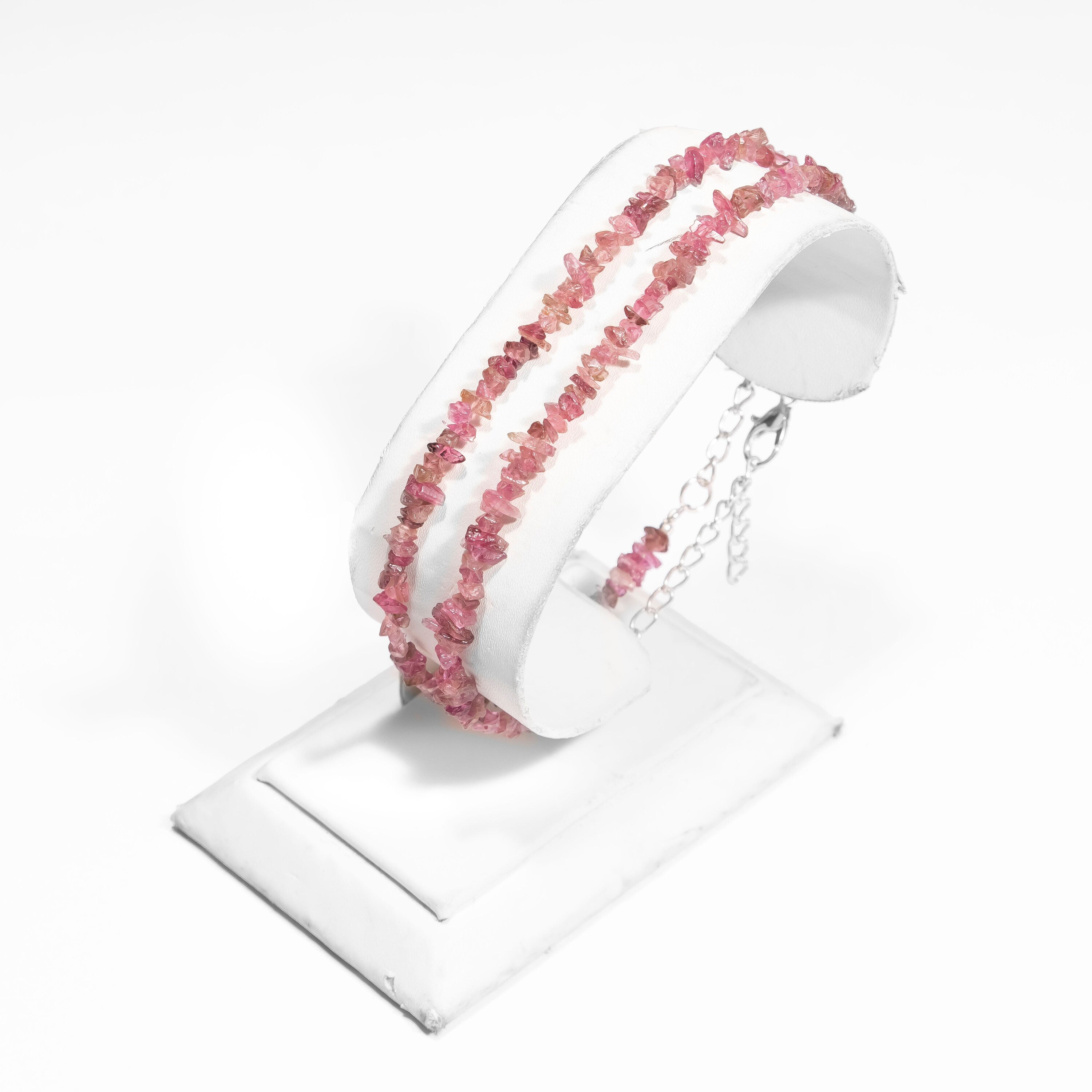 Pink Tourmaline Uncut Beads Bracelet, 3 mm - 5 mm, SKU2443