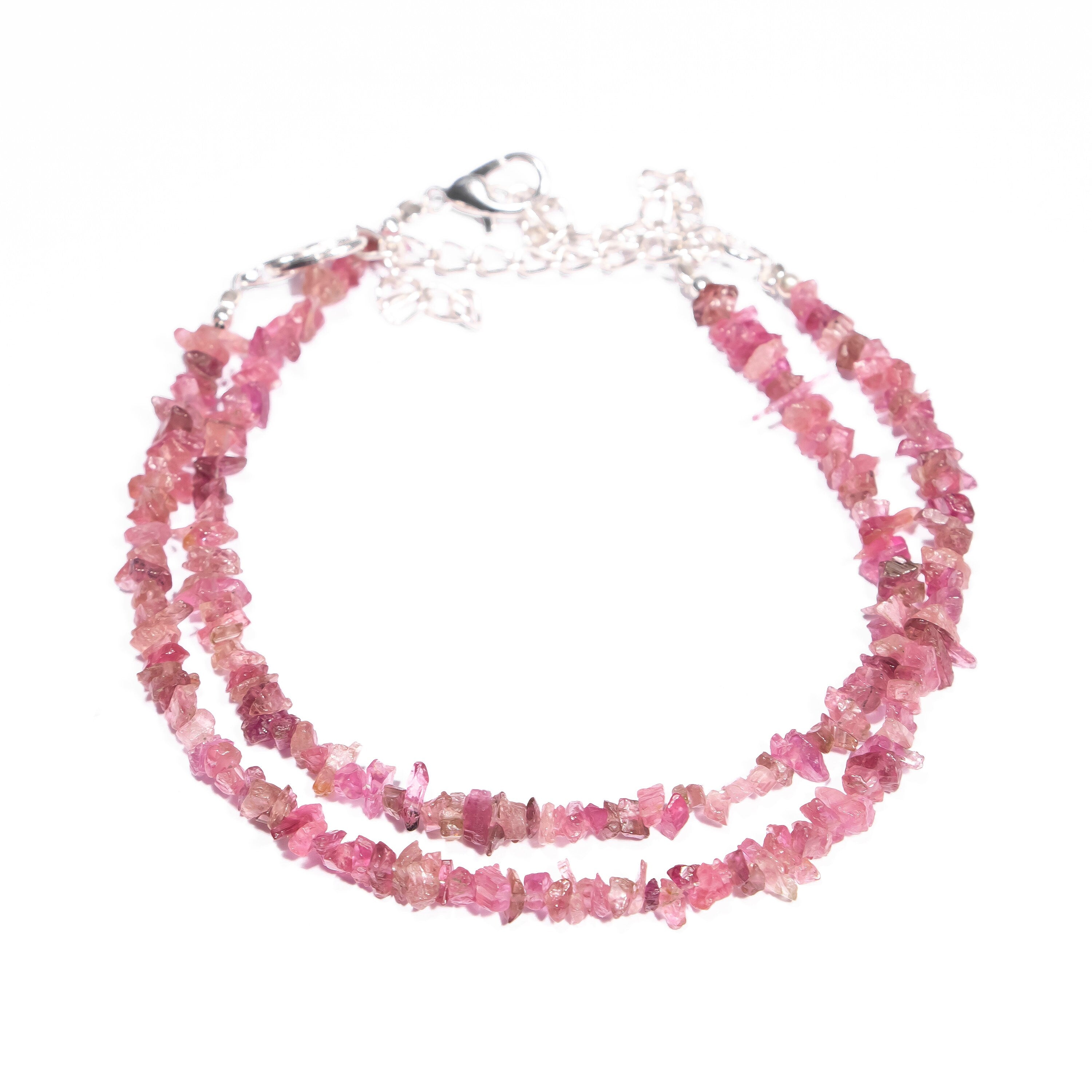 Pink Tourmaline Uncut Beads Bracelet, 3 mm - 5 mm, SKU2443