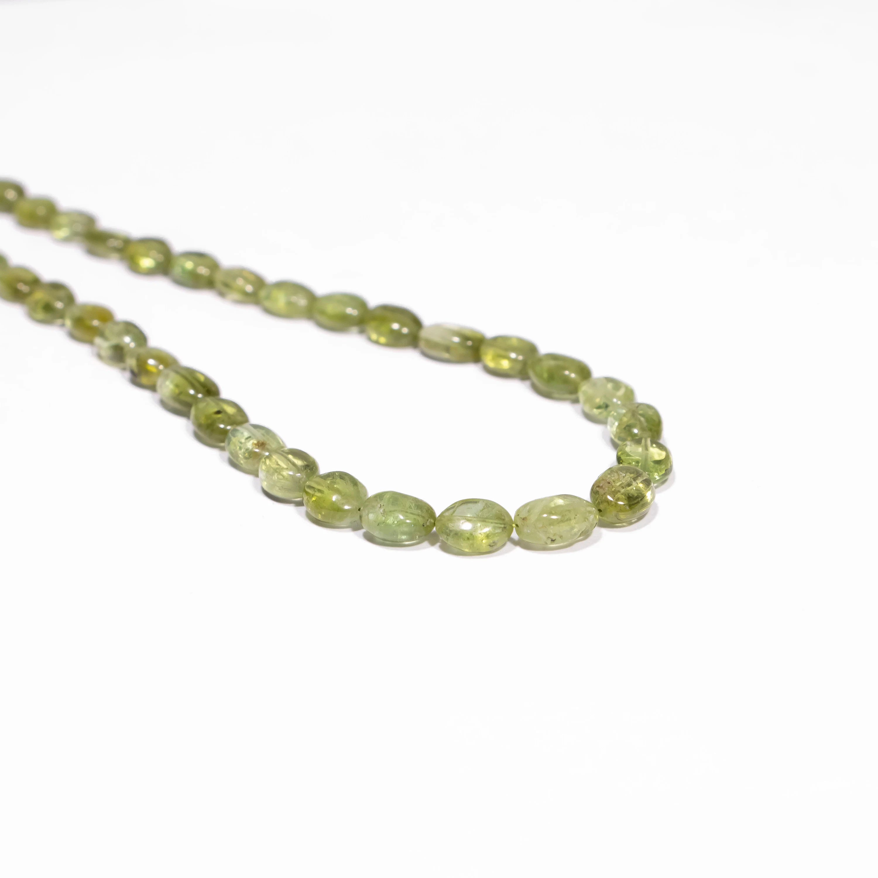 Natural Green Tourmaline Smooth Oval Gemstone Beads, SKU2426