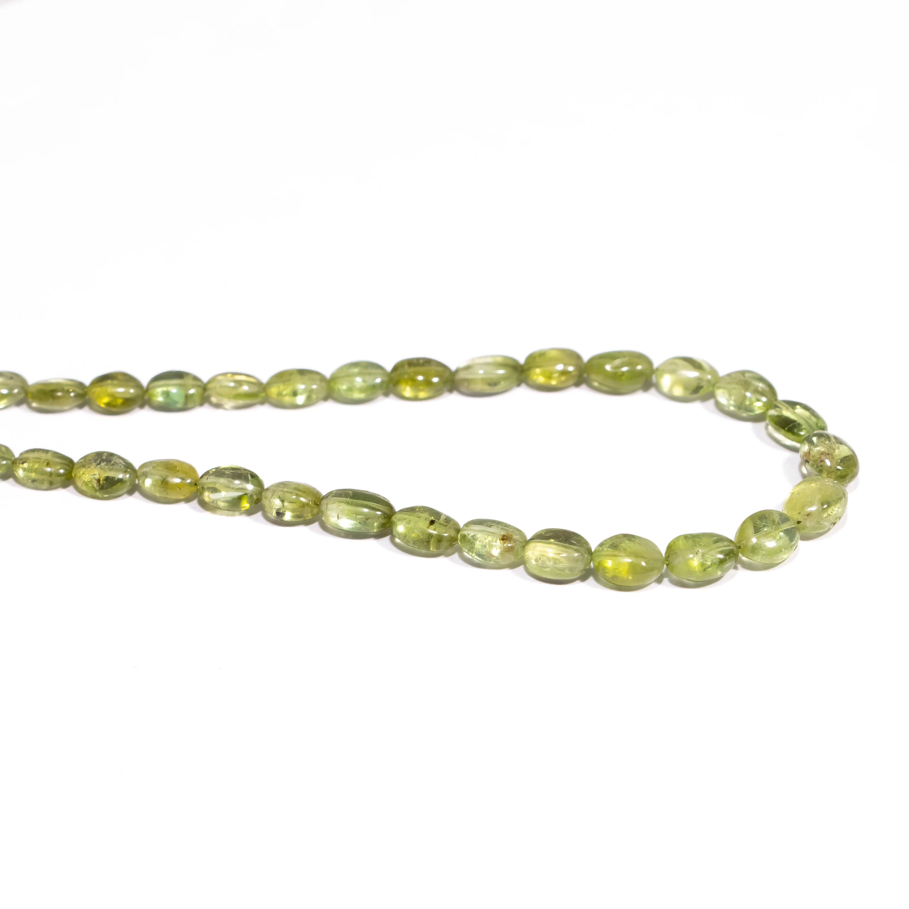 Natural Green Tourmaline Smooth Oval Gemstone Beads, SKU2426