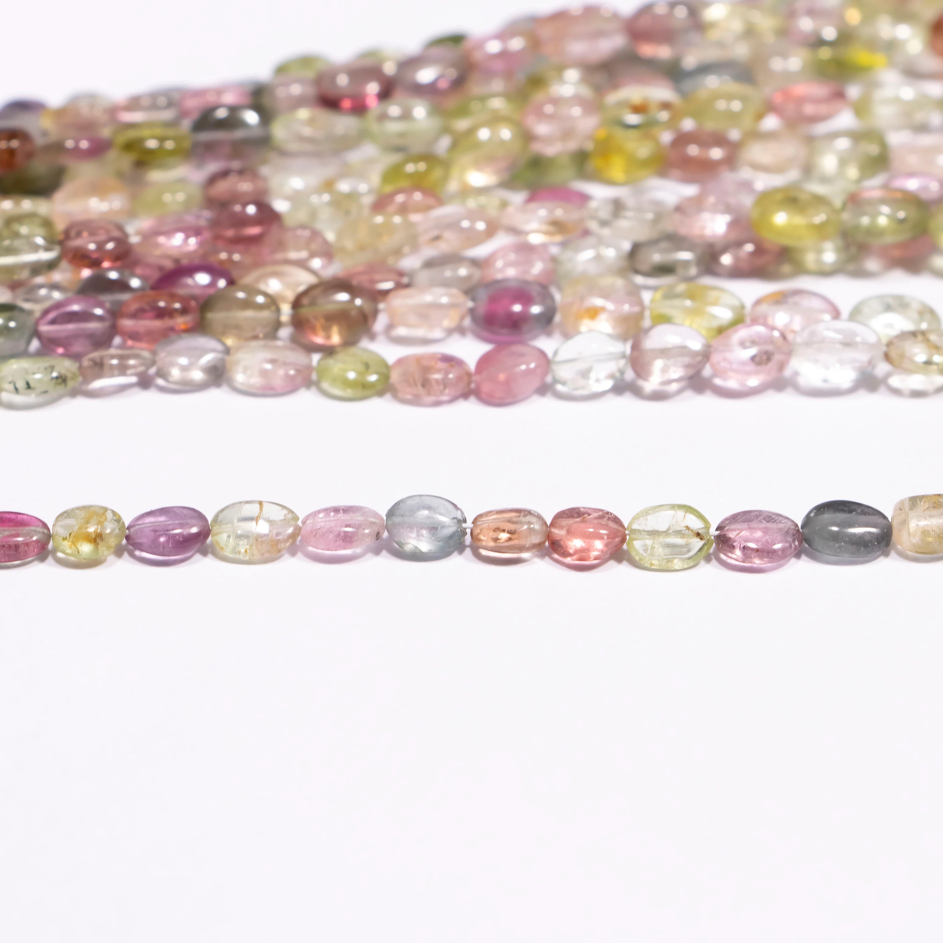 Multi Tourmaline Plain Oval Beads, Handmade Gemstone Beads, Unique Tourmaline Jewelry, SKU2422