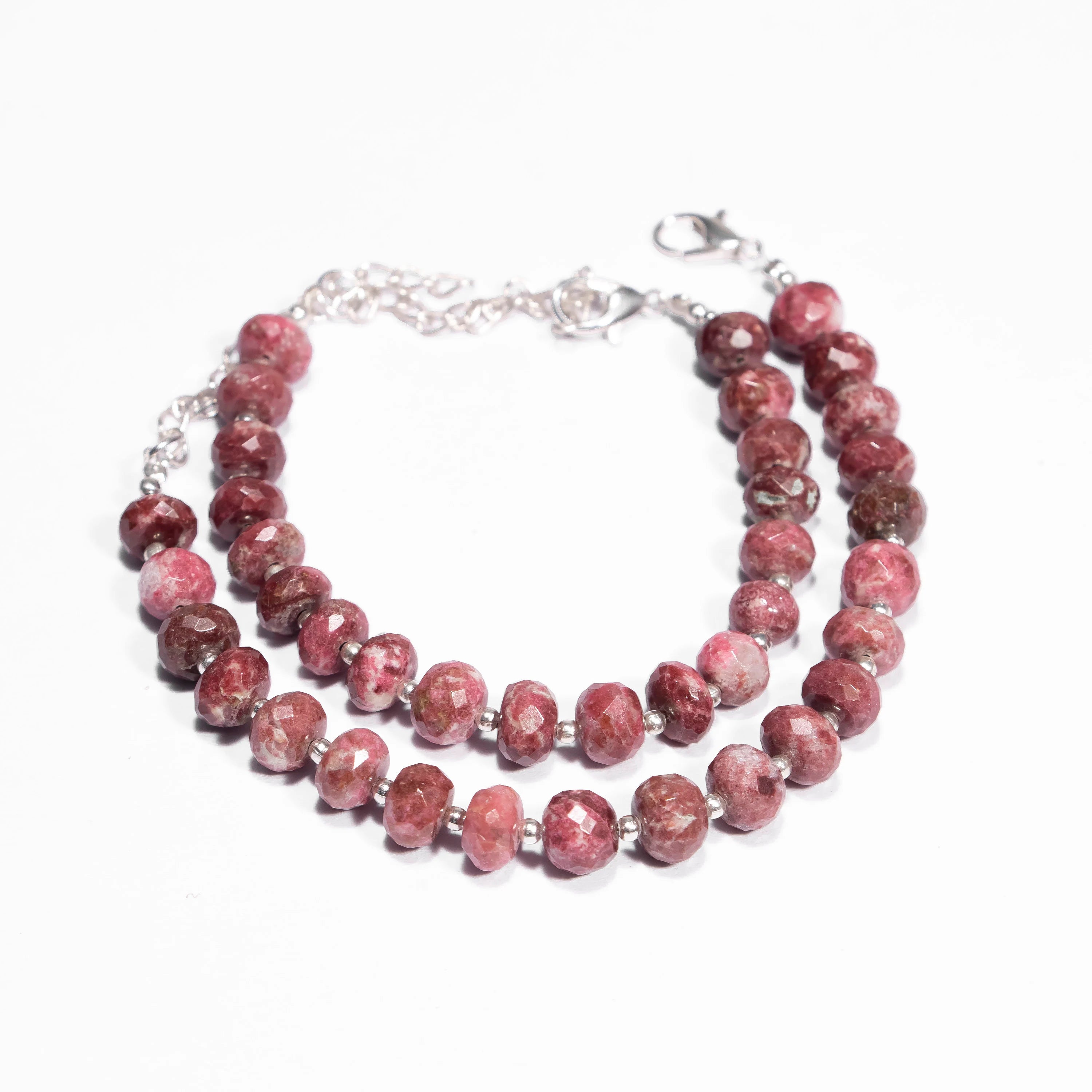 Natural Pink Thulite Faceted Rondelle Bracelet, SKU2429