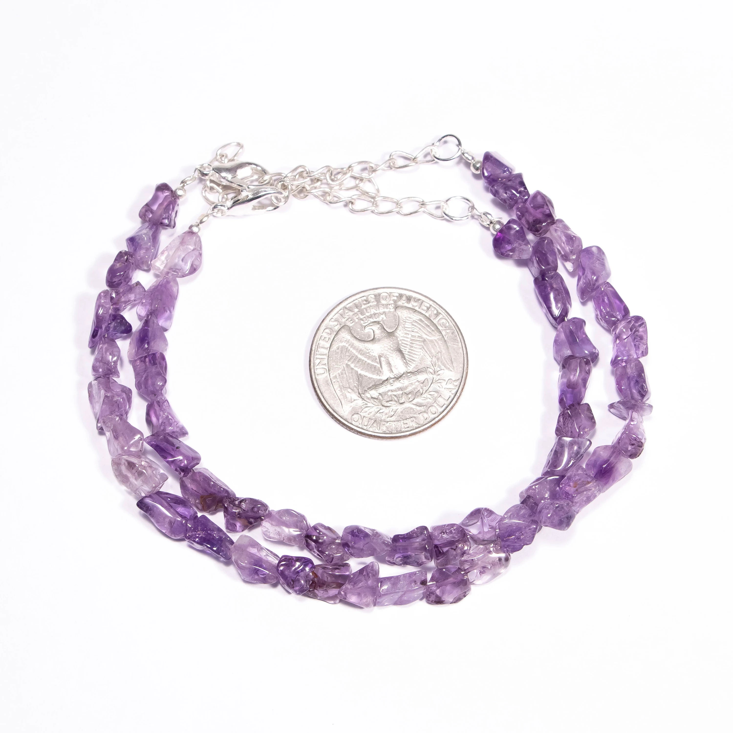 Amethyst Smooth Nuggets Beads Bracelet, 5x5 mm to 5.5x6 mm, SKU2434