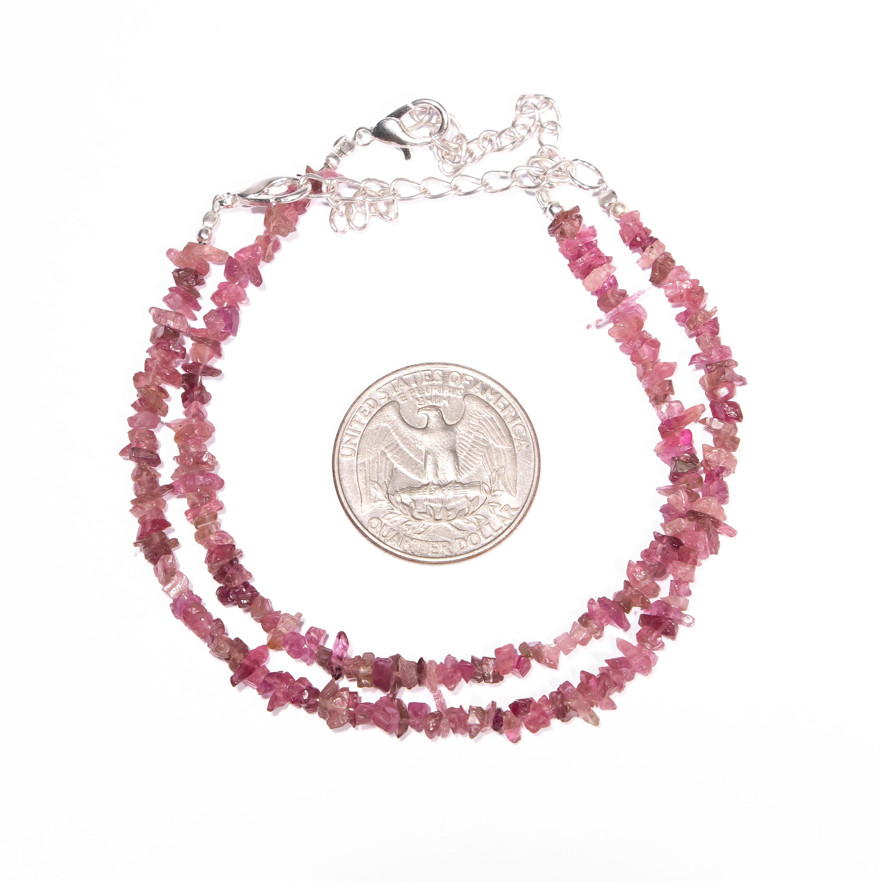 Pink Tourmaline Uncut Beads Bracelet, 3 mm - 5 mm, SKU2443