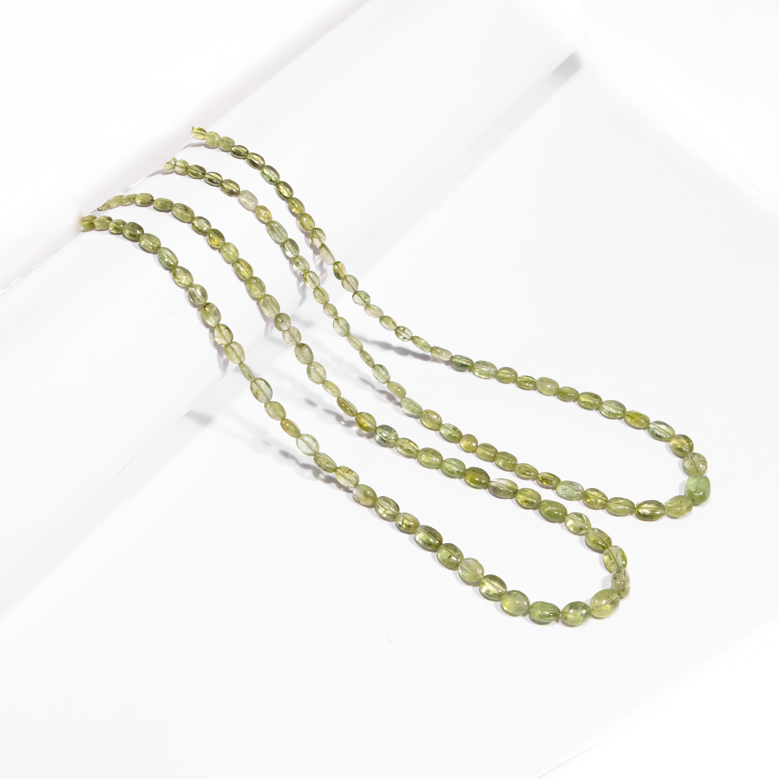 Natural Green Tourmaline Smooth Oval Gemstone Beads, SKU2426
