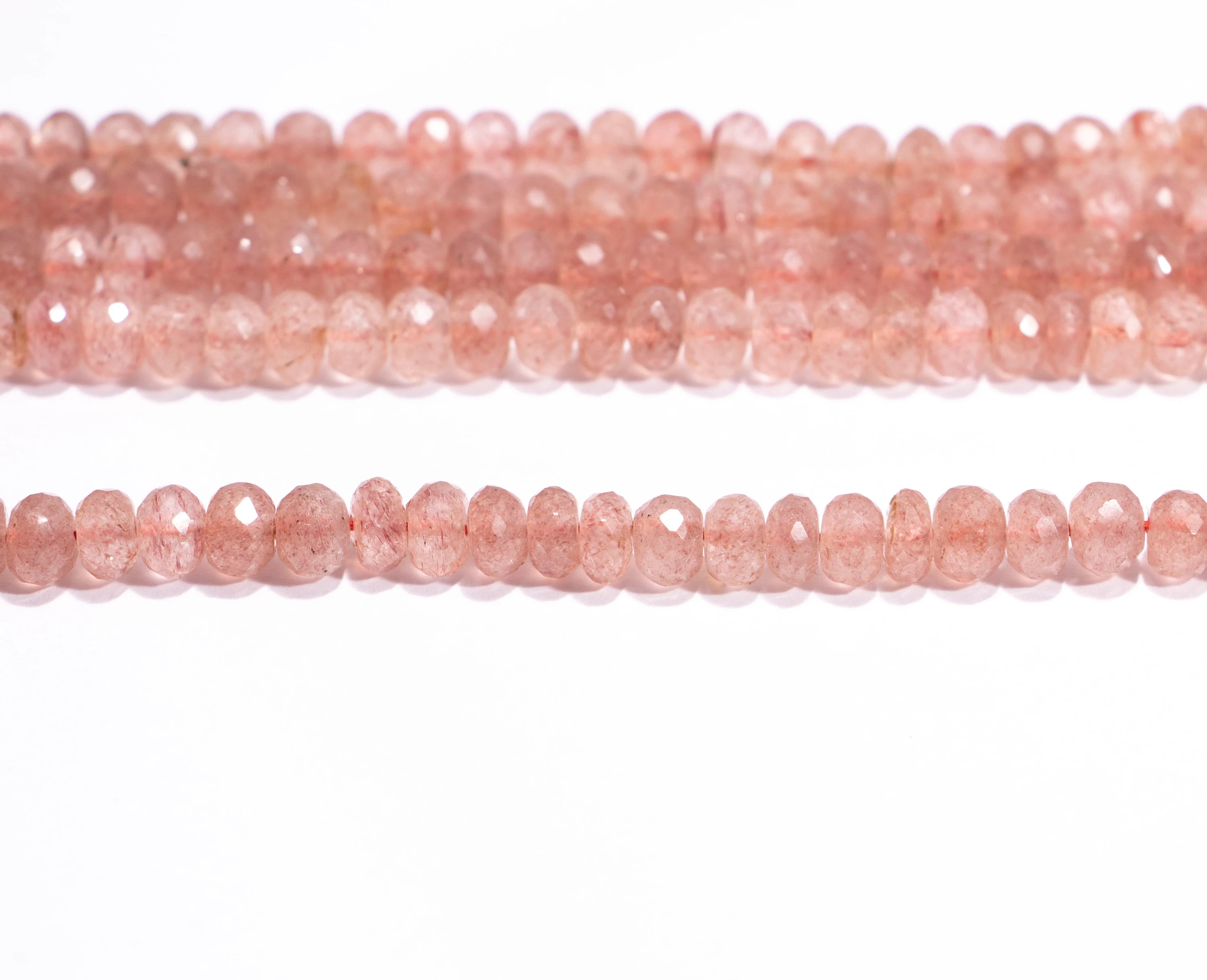 AA Quality Pink Strawberry Quartz Faceted Rondelle Beads, SKU2421