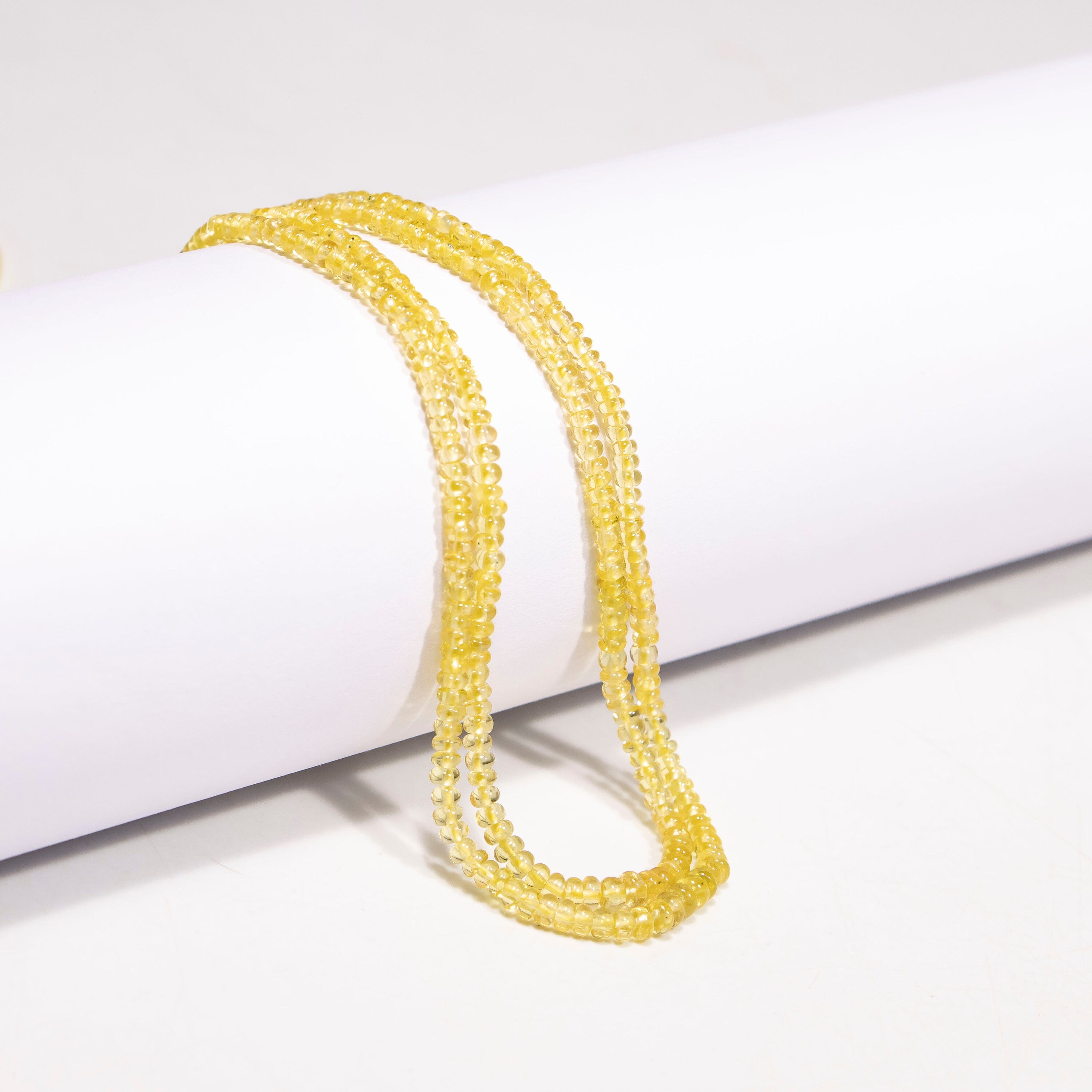 AA Quality Yellow Sapphire Smooth Rondelle Beads, Songea Sapphire Gemstone Jewelry Beads, SKU2195