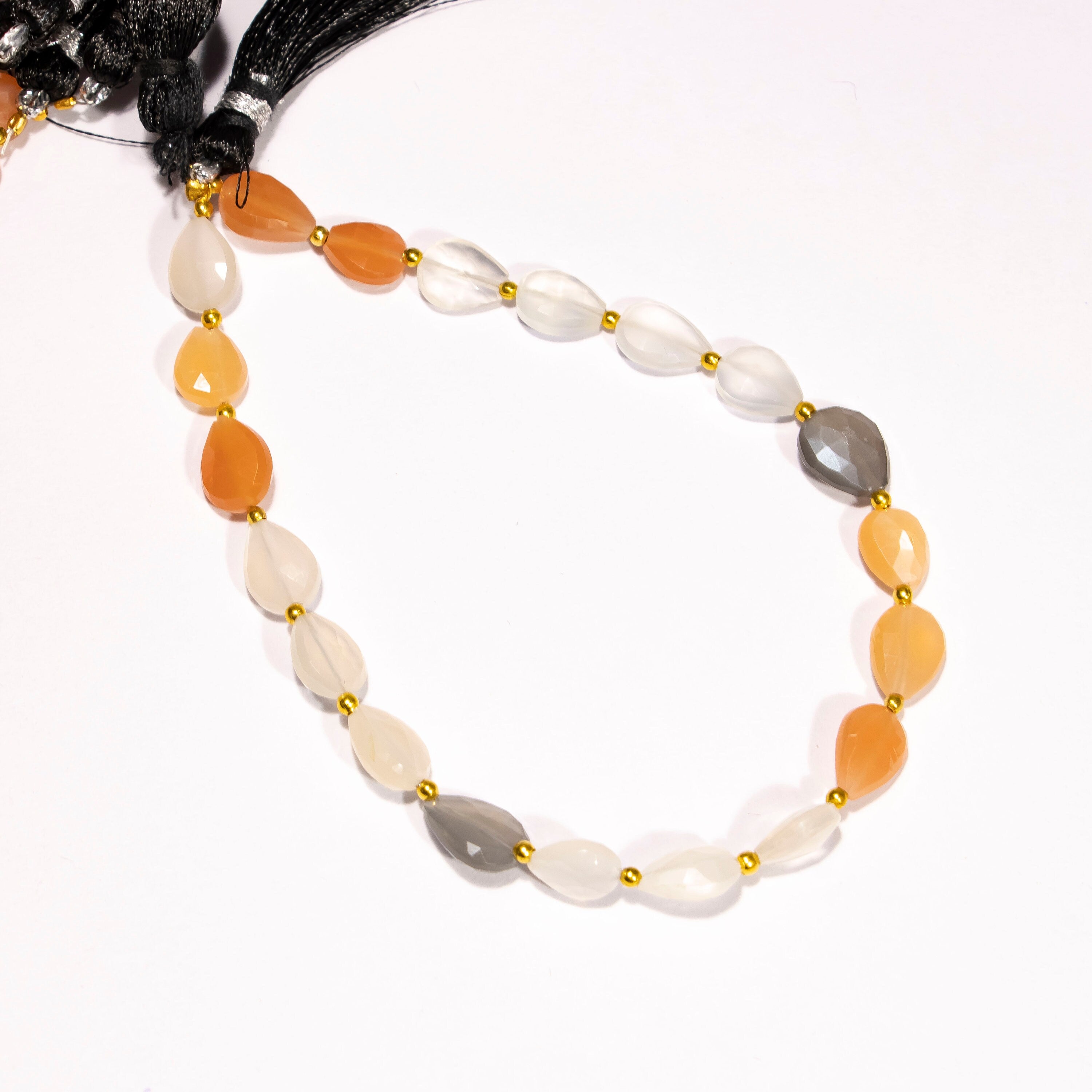 Multi-Color Moonstone Faceted Pear Beads, Natural Moonstone Beads, Straight Drill Beads, 8 Inch Strand, Gifts for Jewelry Makers (SKU241)