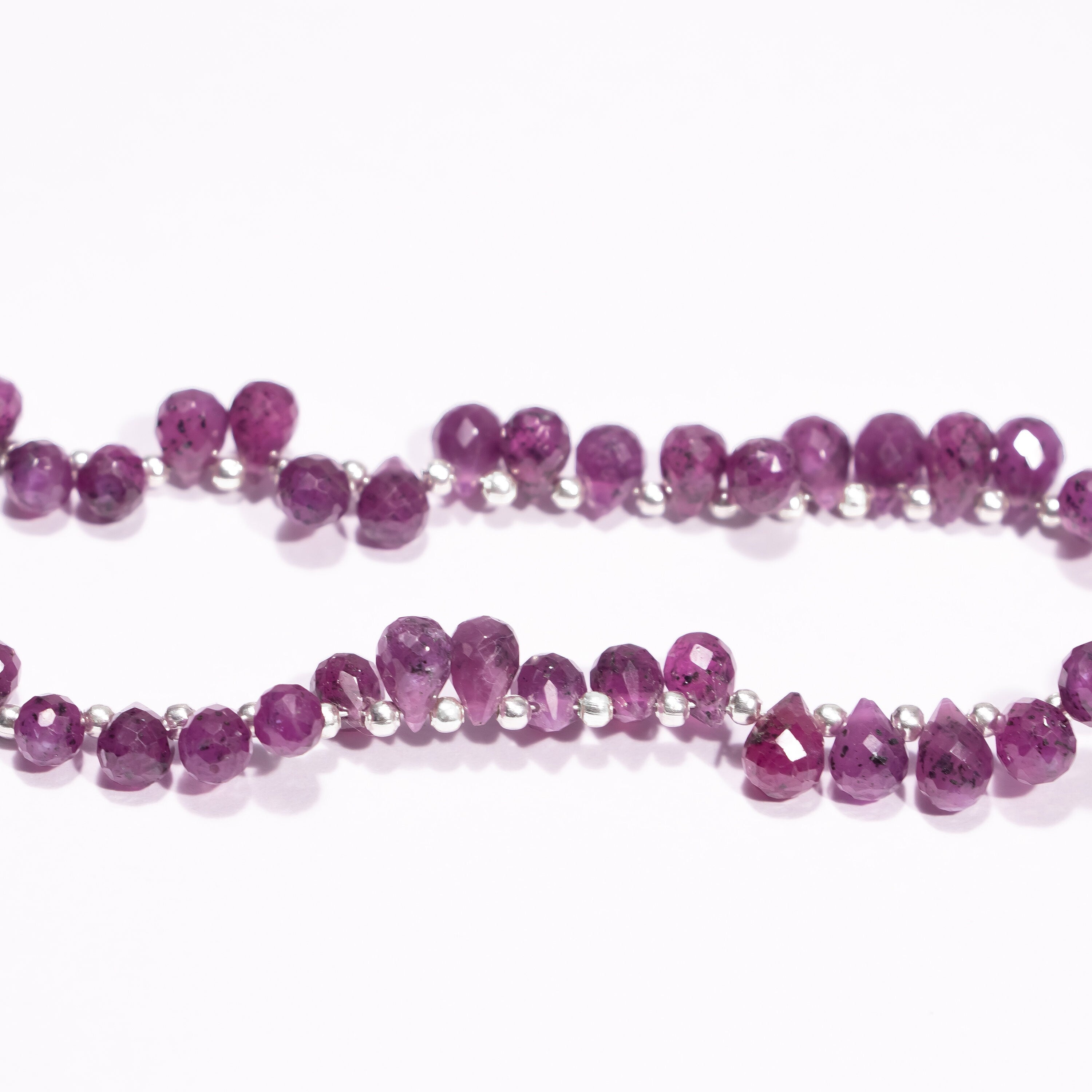 Natural Ruby Beads, Faceted Ruby Beads, Ruby Drop Beads, Silk Ruby Beads, Ruby Beads For Jewelry Making, Lot of Beads, July Birthstone, SKU2465